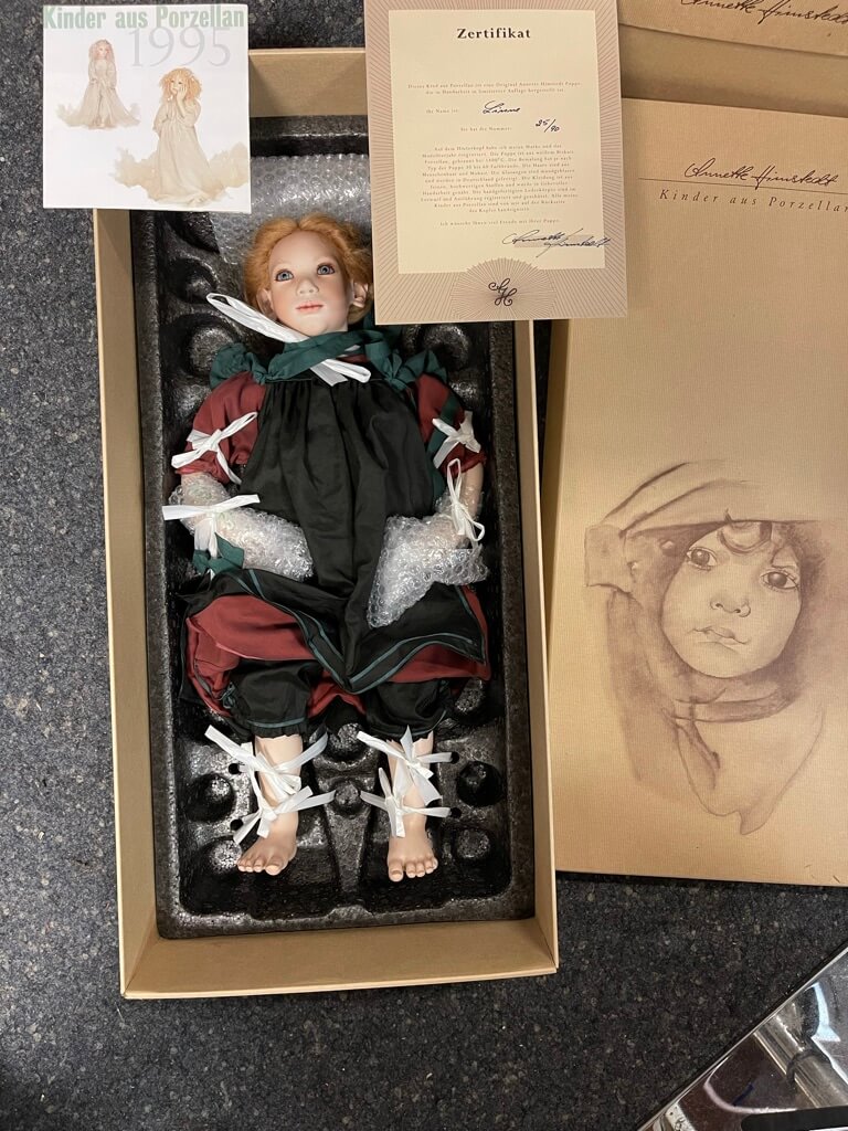 Annette Himstedt Porzellan Puppe Linne 63 cm. Ltd. 25/90. Top Zustand  