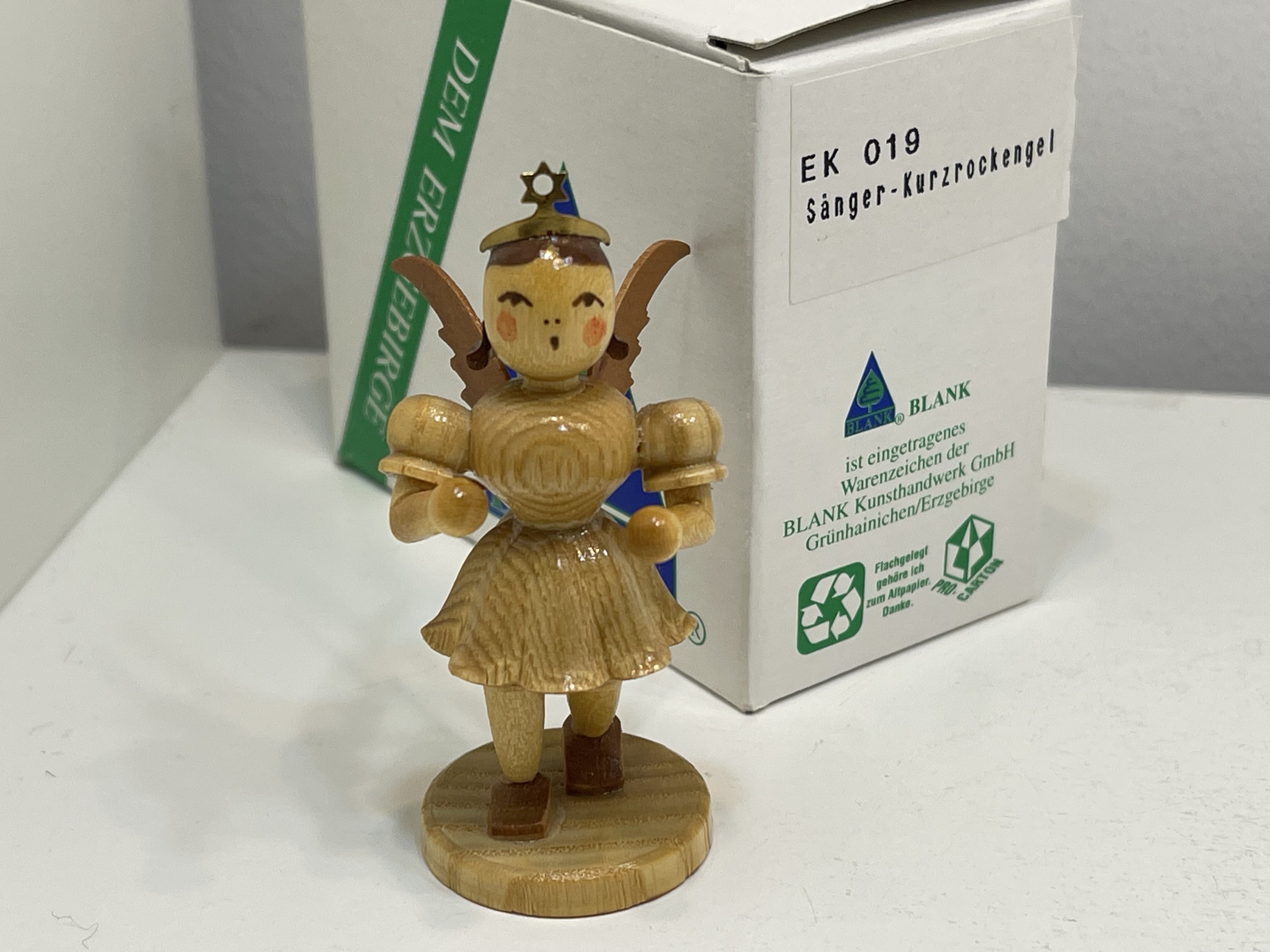 Erzgebirge Blank Figur Engel 6,8 cm. + OVP Top Zustand  