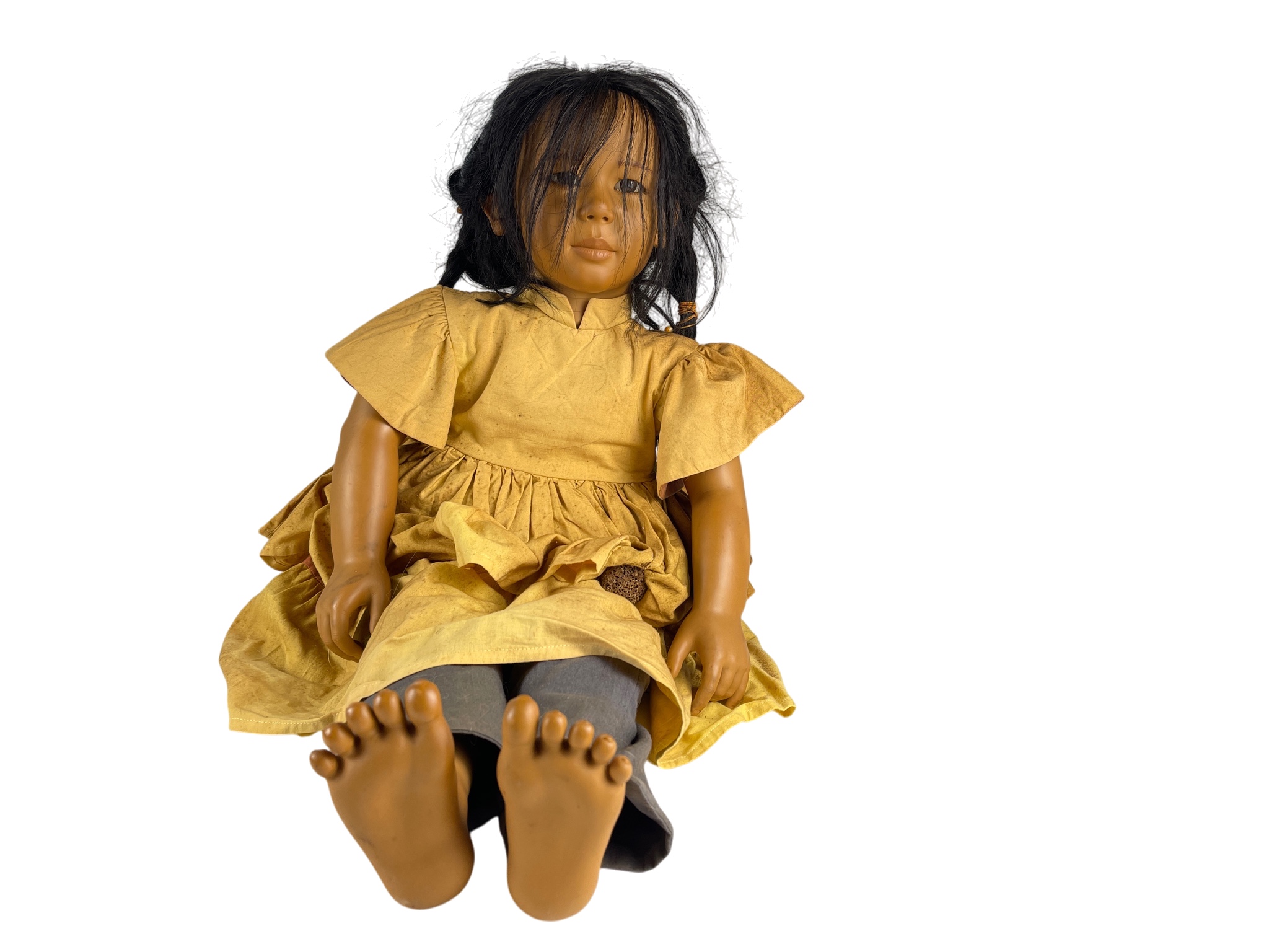 Annette Himstedt Puppe Vinyl Künstlerpuppe Michiko 70 cm. Stark verraucht - Schmutzig 