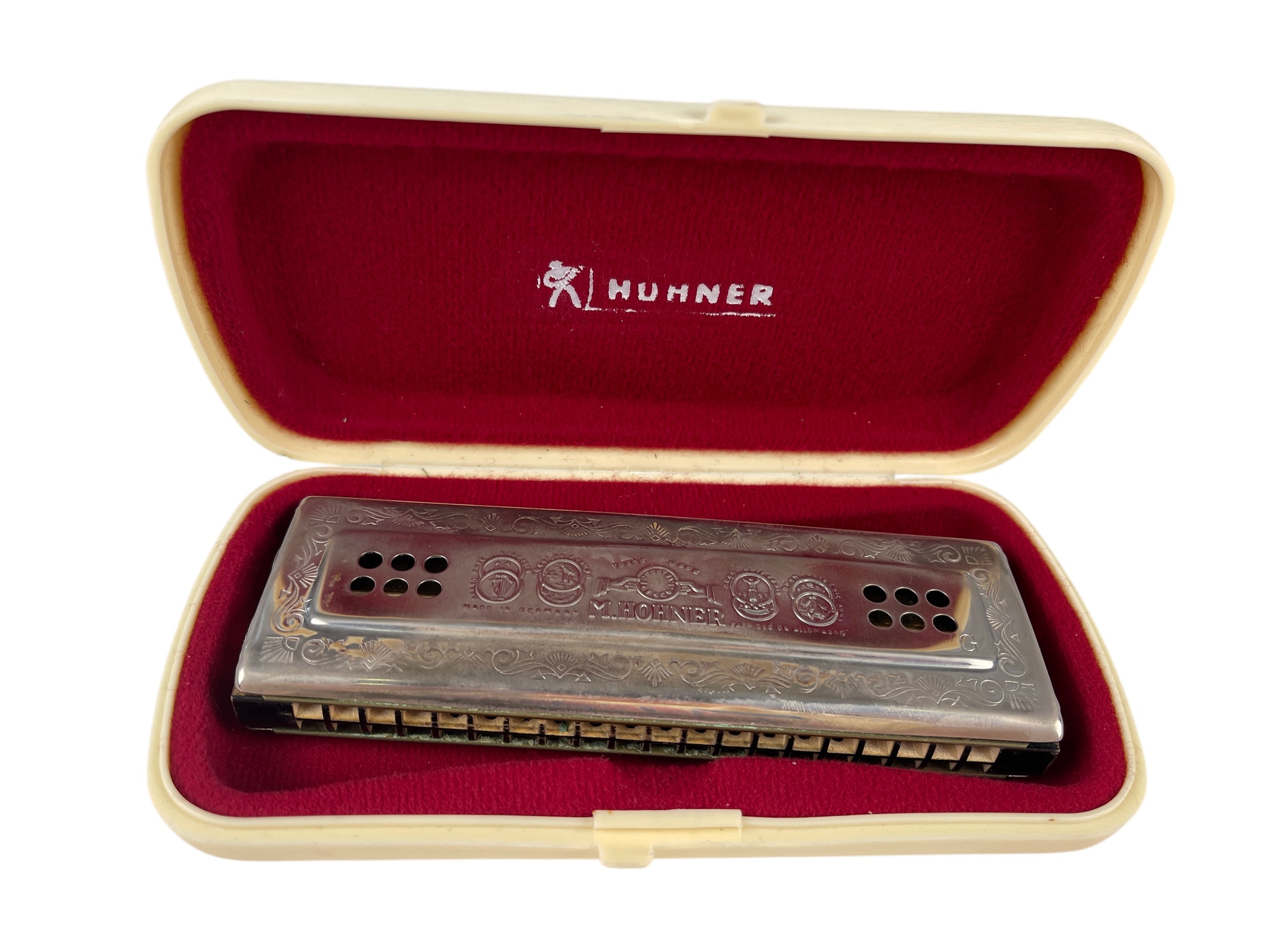 M.Hohner Mundharmonika mit Etui 15 cm - Zustand siehe Fotos   