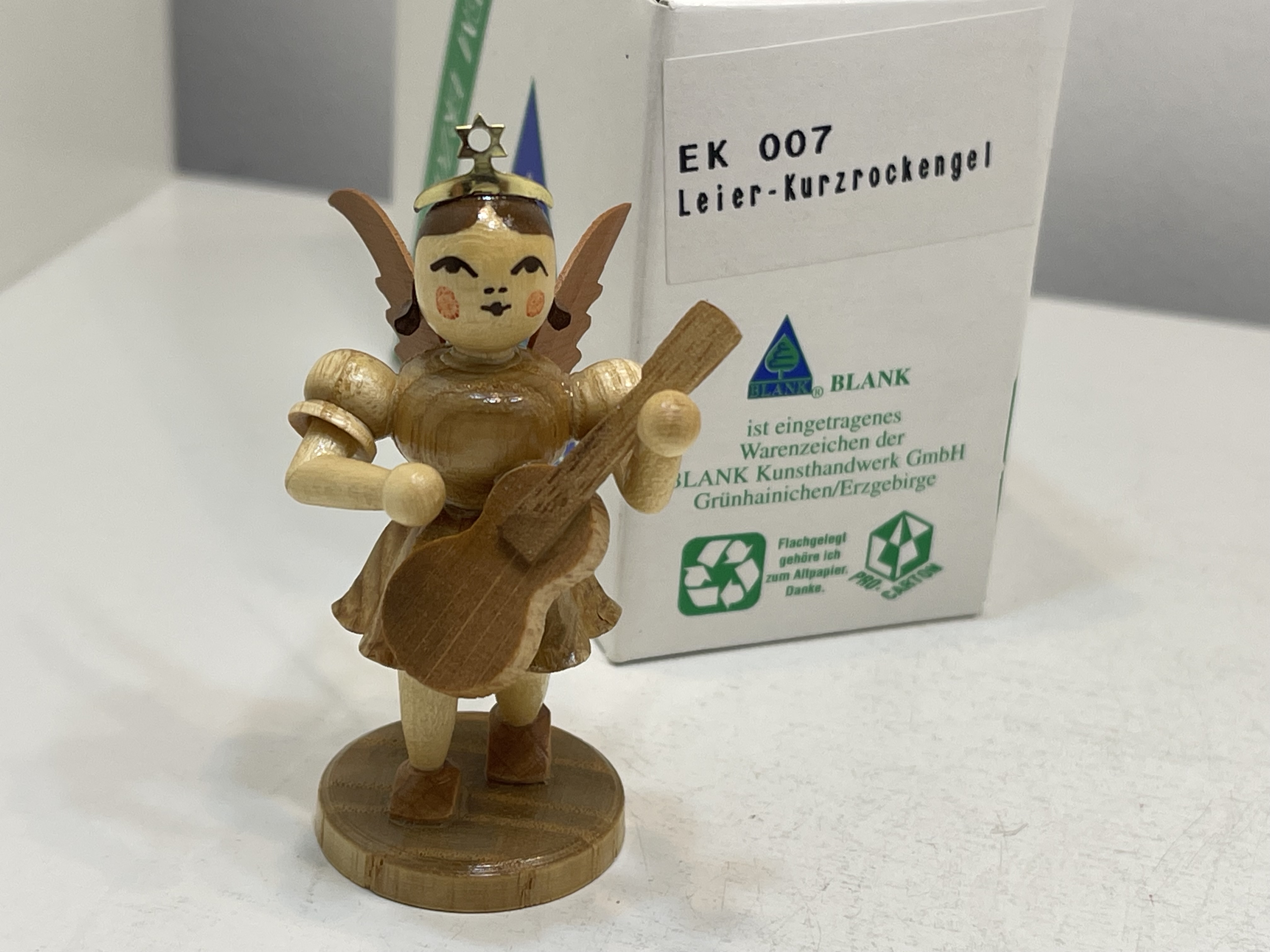 Erzgebirge Blank Figur Engel 6,8 cm. + OVP Top Zustand     