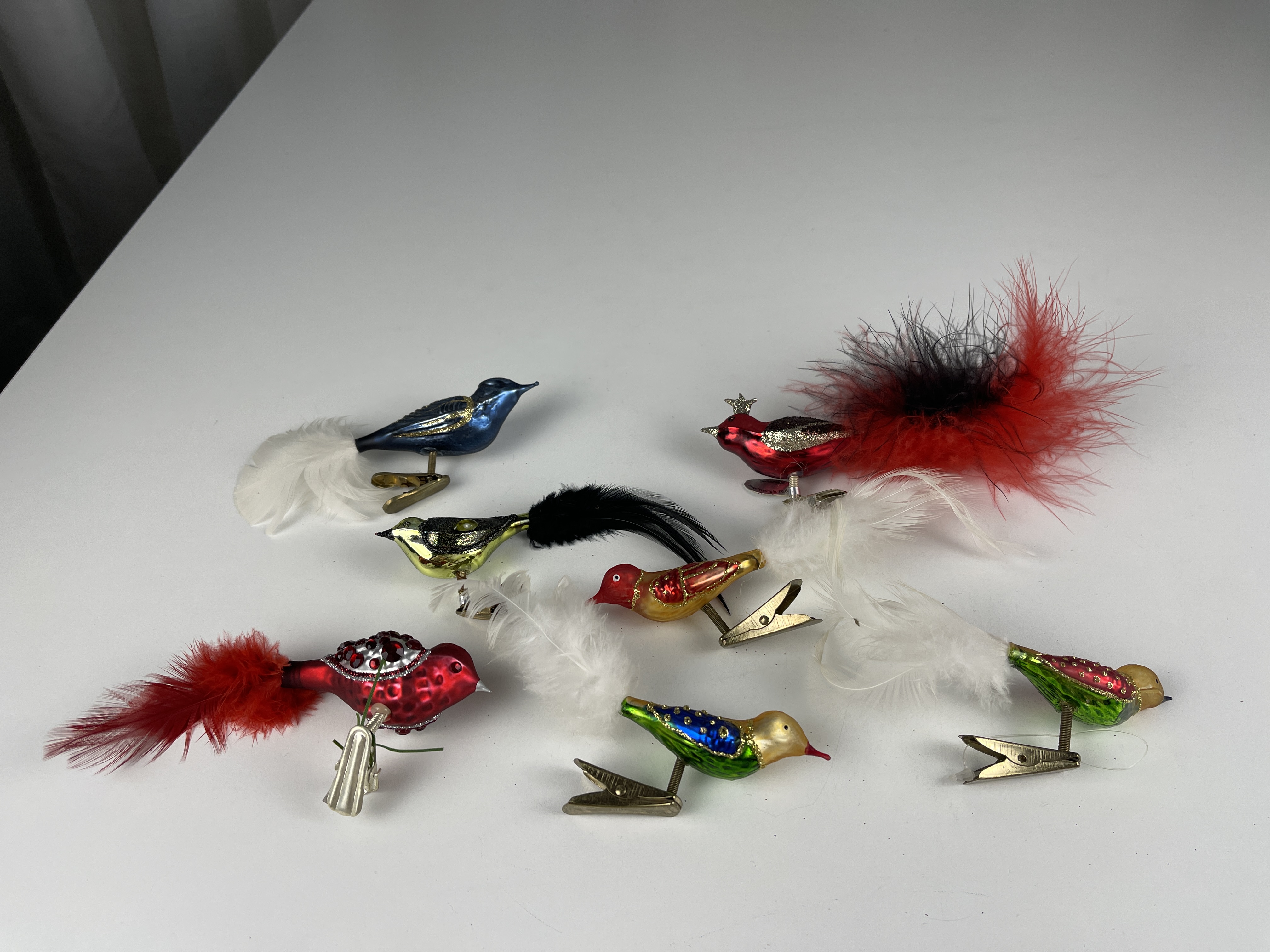 Christbaum Schmuck 7 Vögel Clips ca. 8 cm - Zustand siehe Fotos