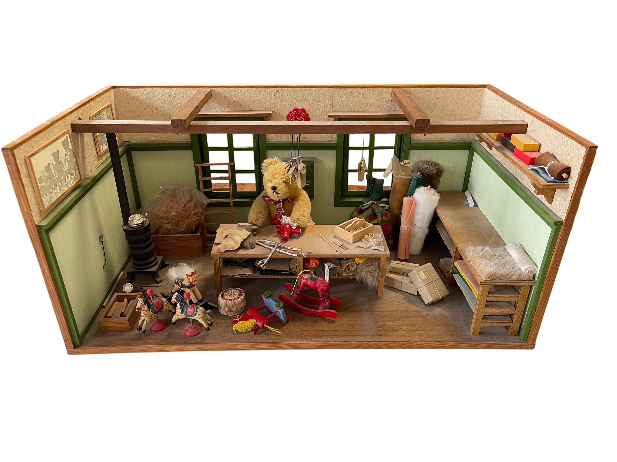 Hermann Teddybär Puppenhaus Werkstatt 28 x 60 x 30 cm - Top Zustand   