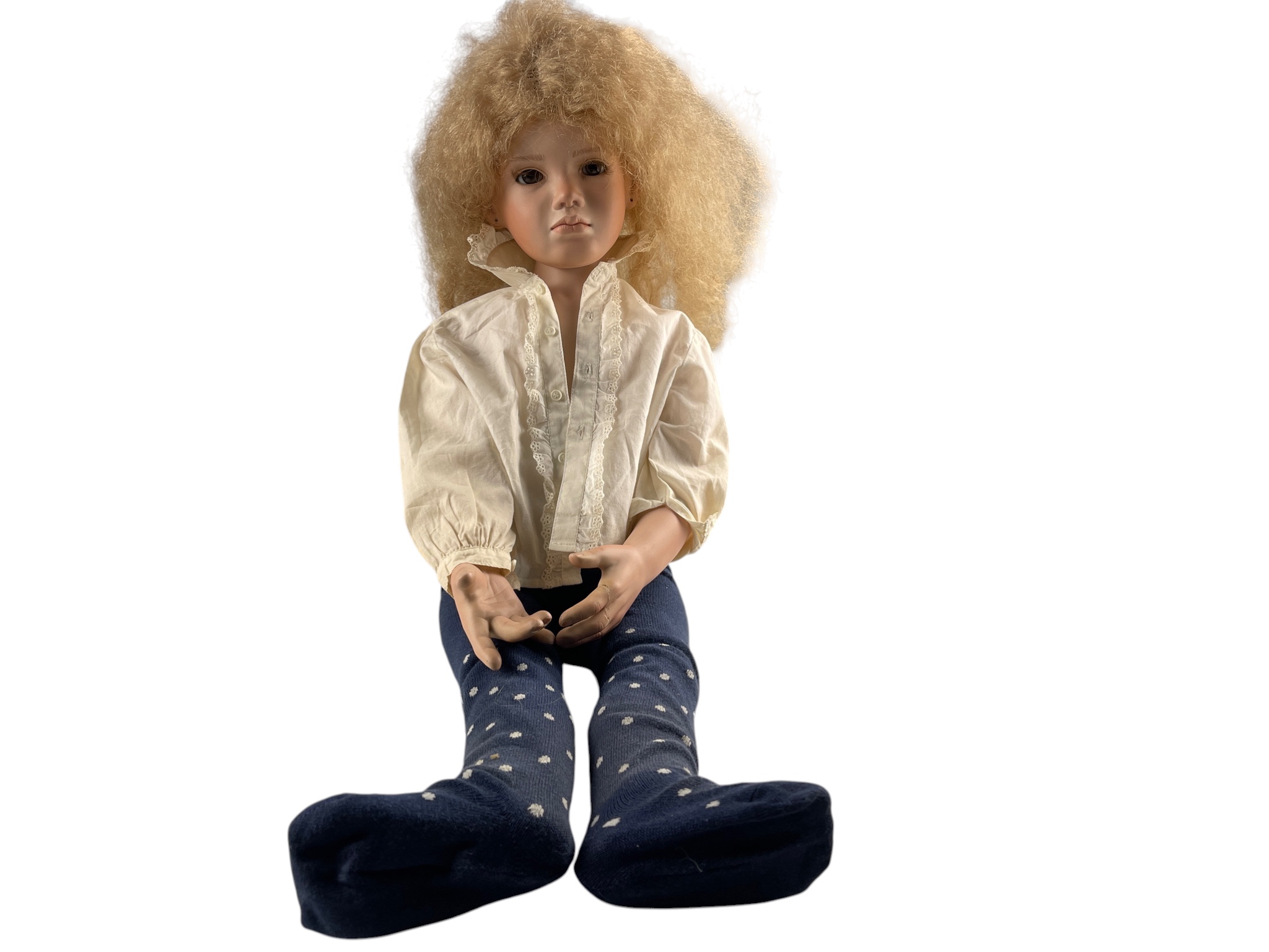 Uschi Ringleb-Mastrodascio Künstlerpuppe Porzellan Puppe 74 cm. Finger Defekt - Geklebt 