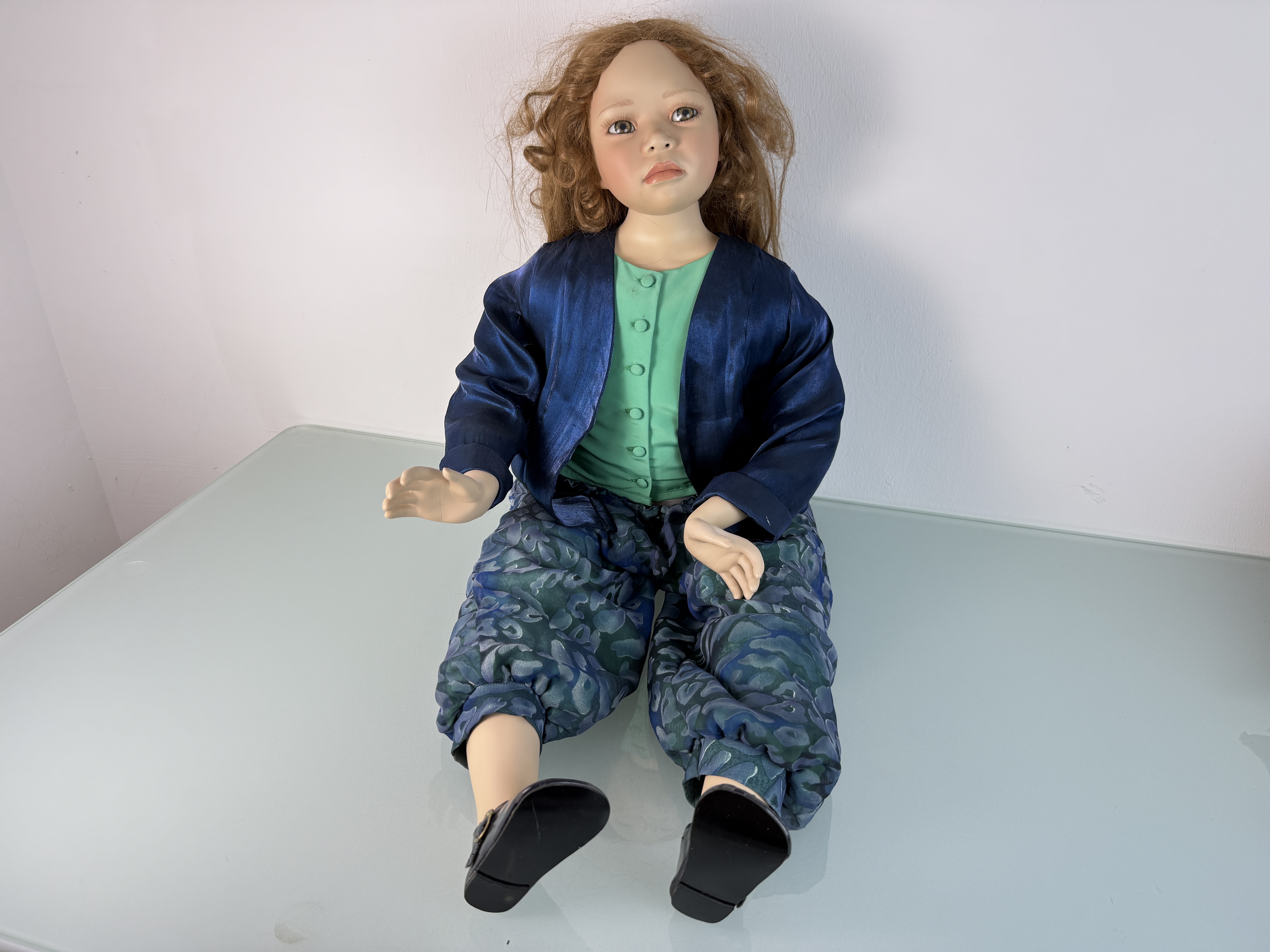 Künstlerpuppe Christine Orange Porzellan Künstlerpuppe Puppe 98 cm. Top Zustand  