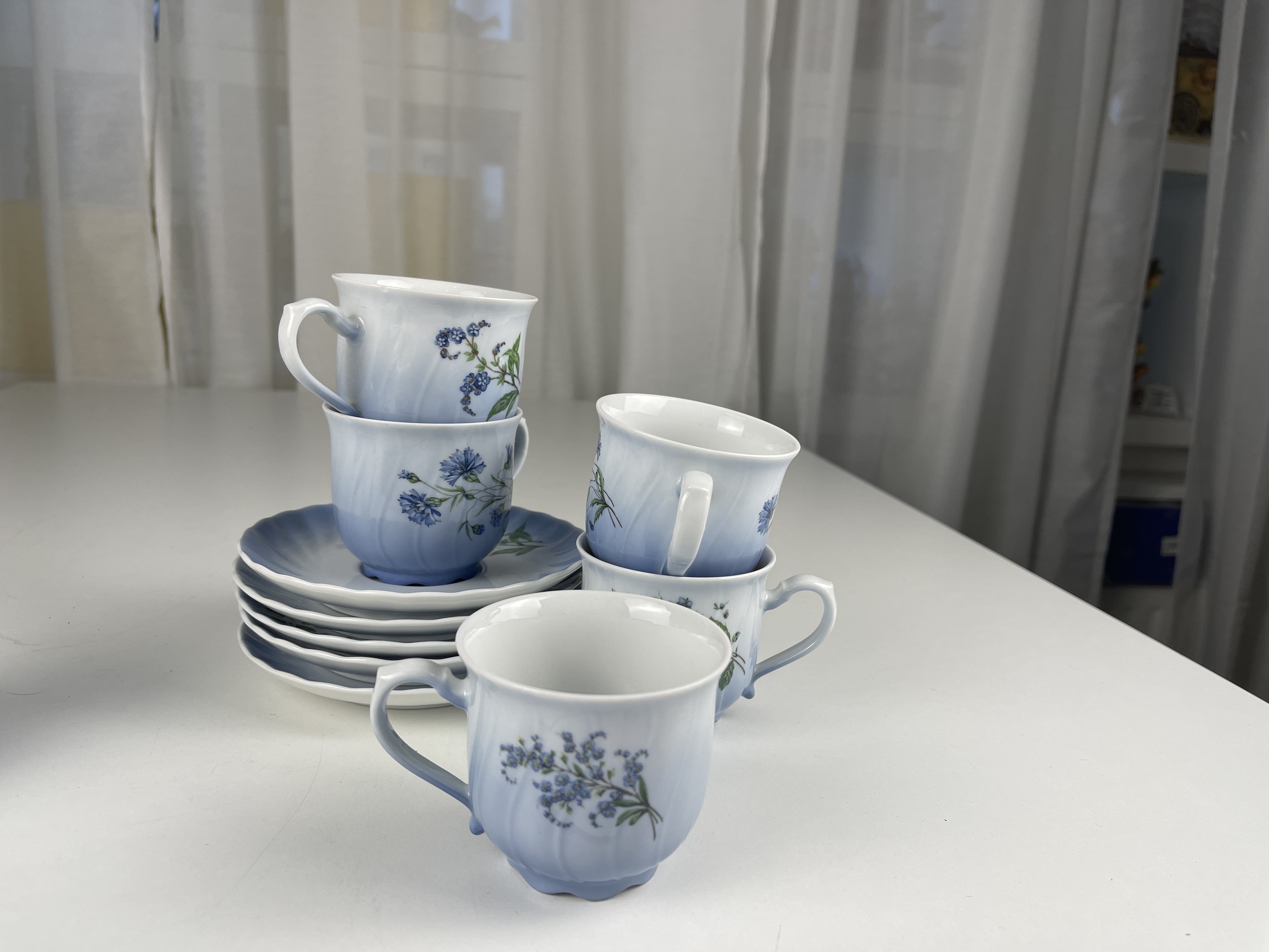 Christenholm Porzellan Kaffee Tassen + Untersetzer 10 Teilig  cm. Top Zustand. 