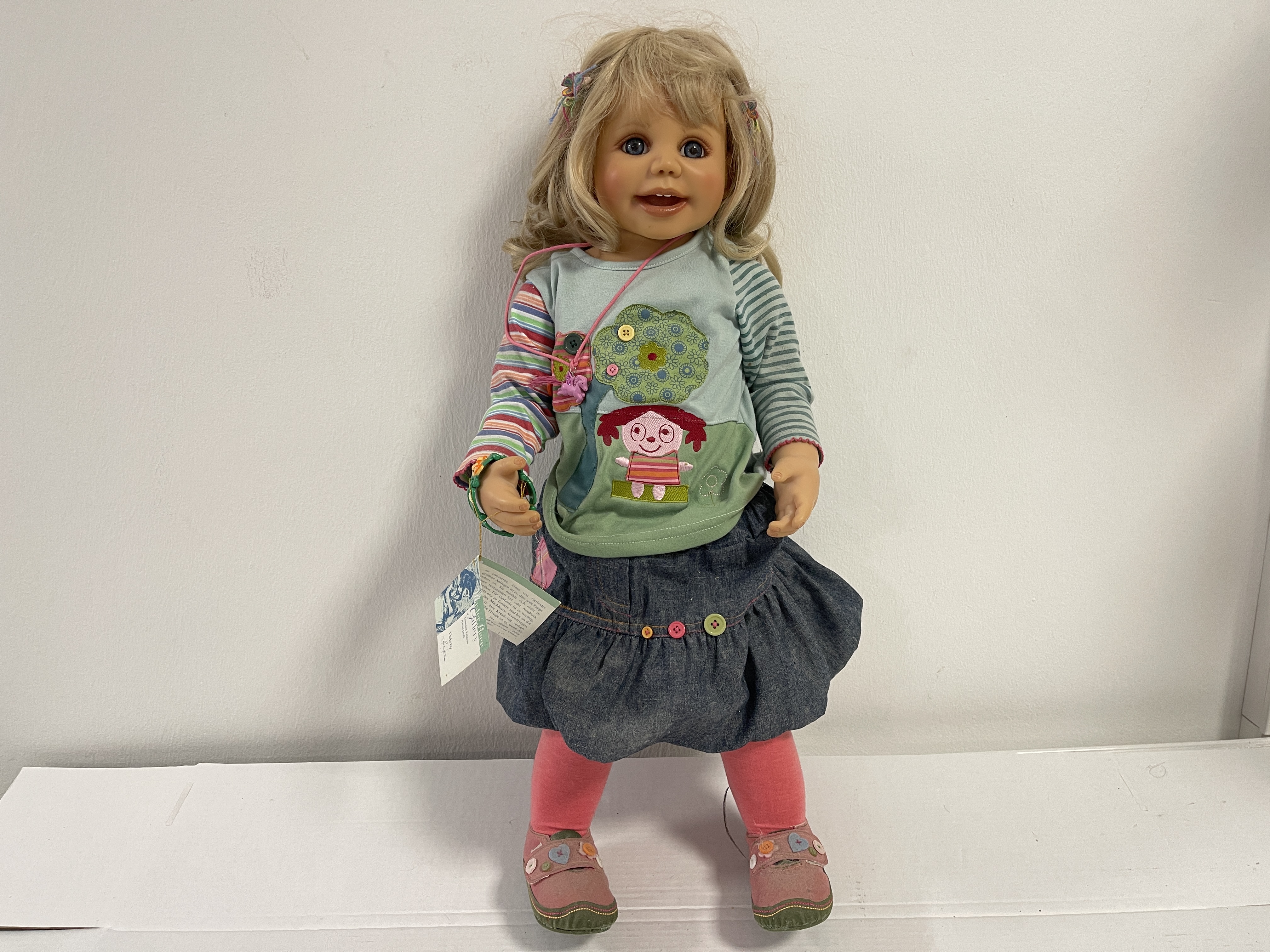 Künstlerpuppe Gerlinde Feser Vinyl Puppe 65 cm. Guter Zustand