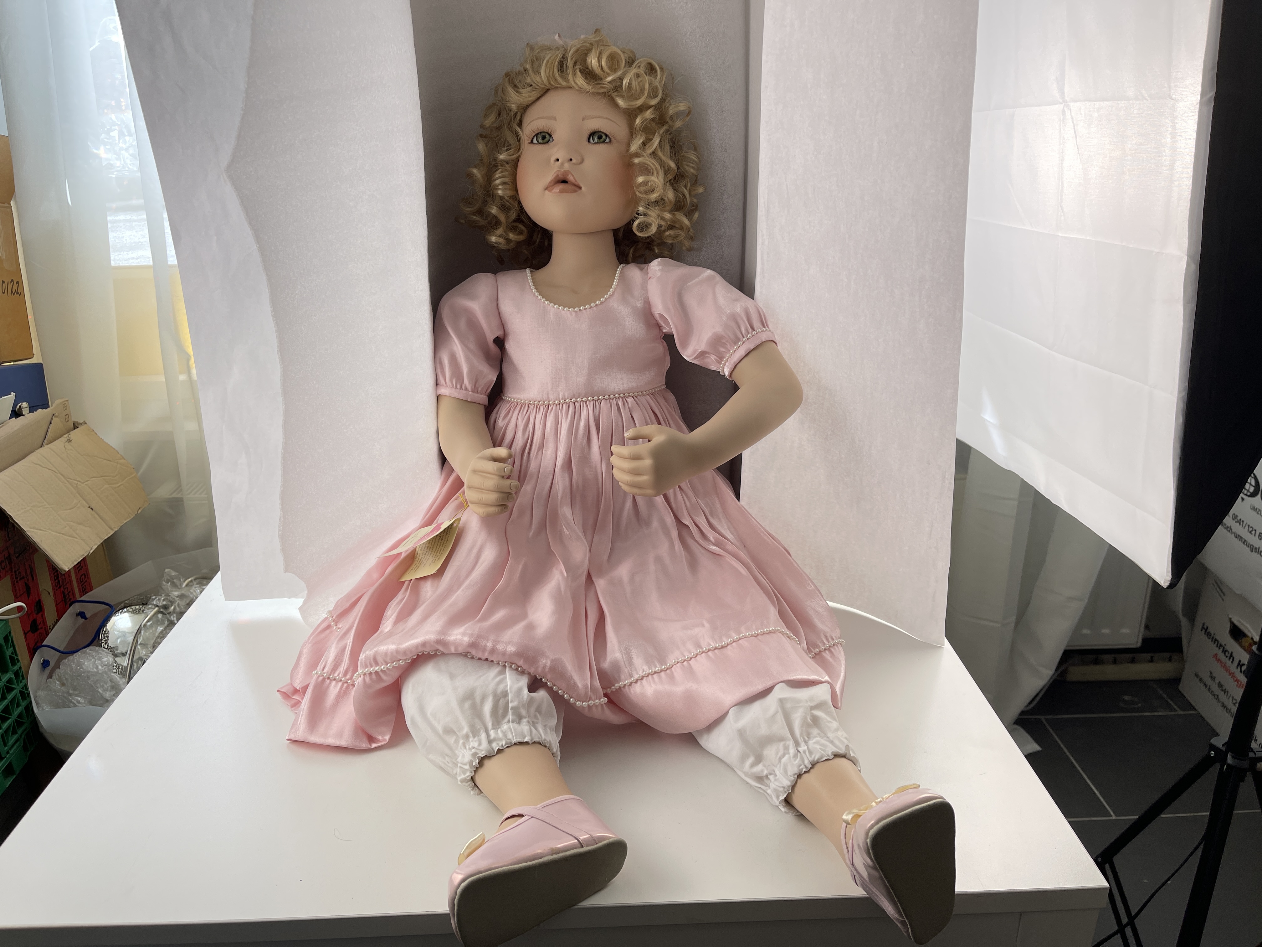 Christine Orange  Porzellan Künstlerpuppe Puppe 95 cm. Top Zustand  