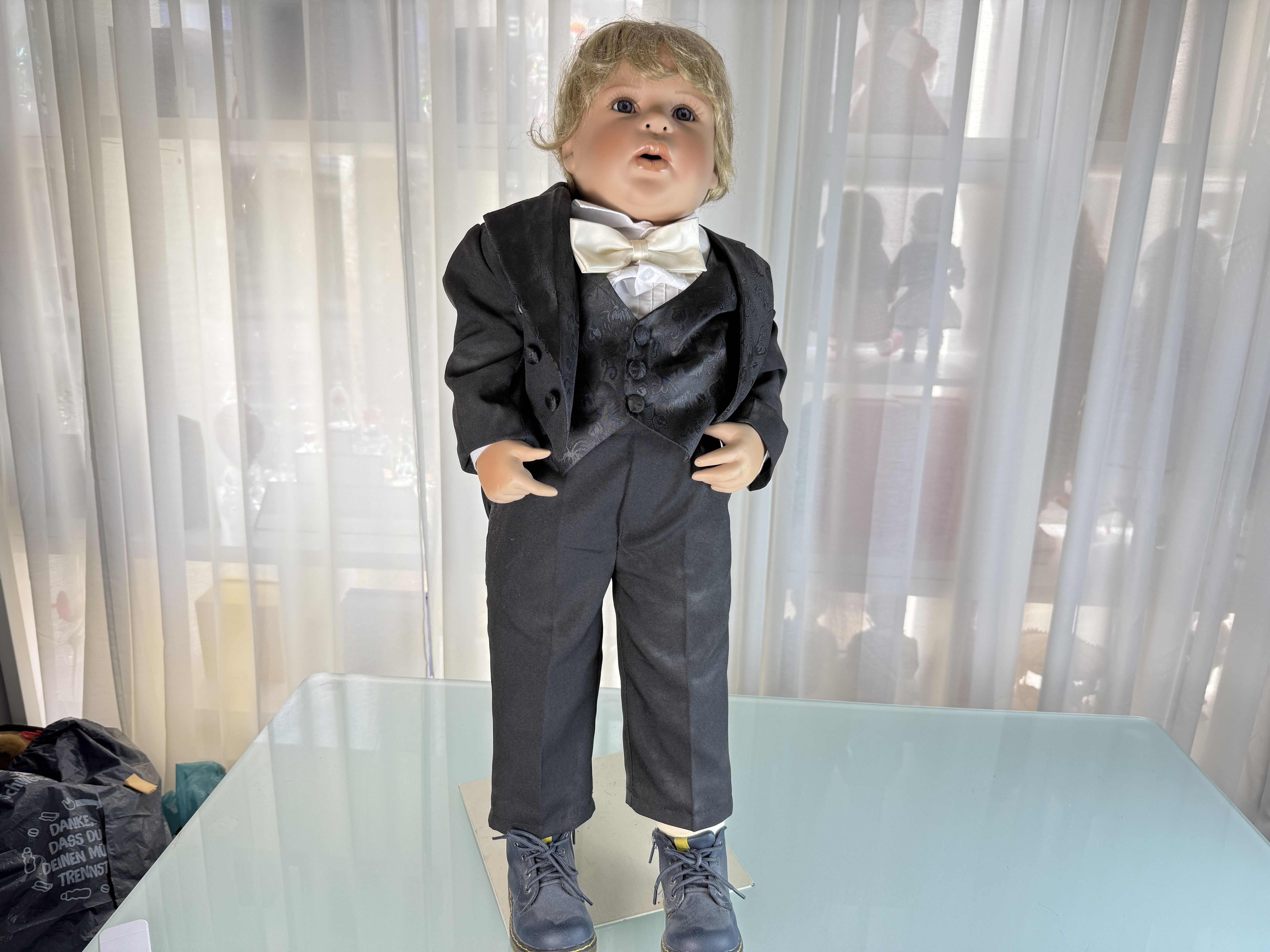 Künstlerpuppe Inge Tenbusch Porzellan Puppe 78 cm. Top Zustand. 