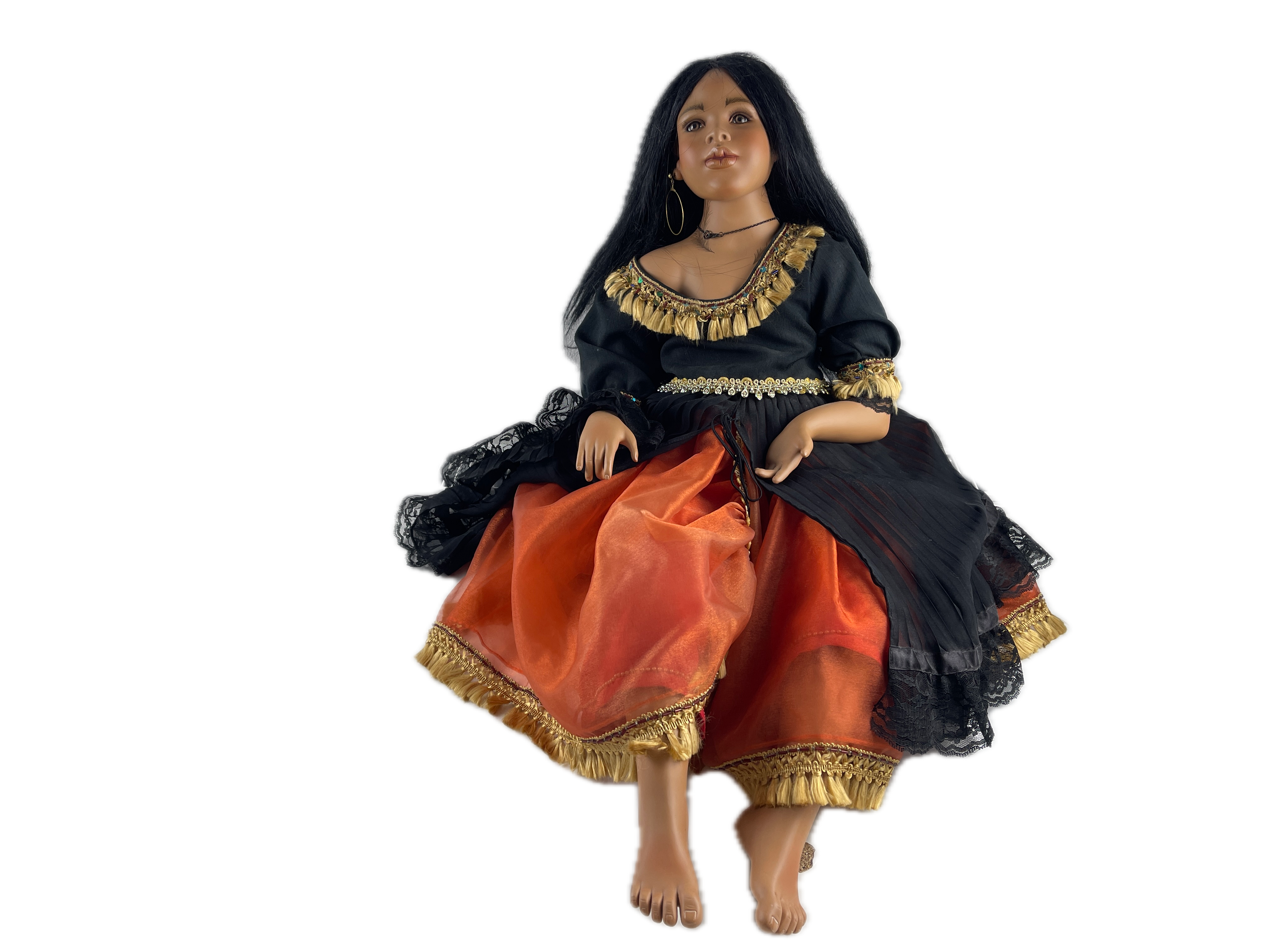 Künstlerpuppe Porzellan Puppe 67 cm. Top Zustand  