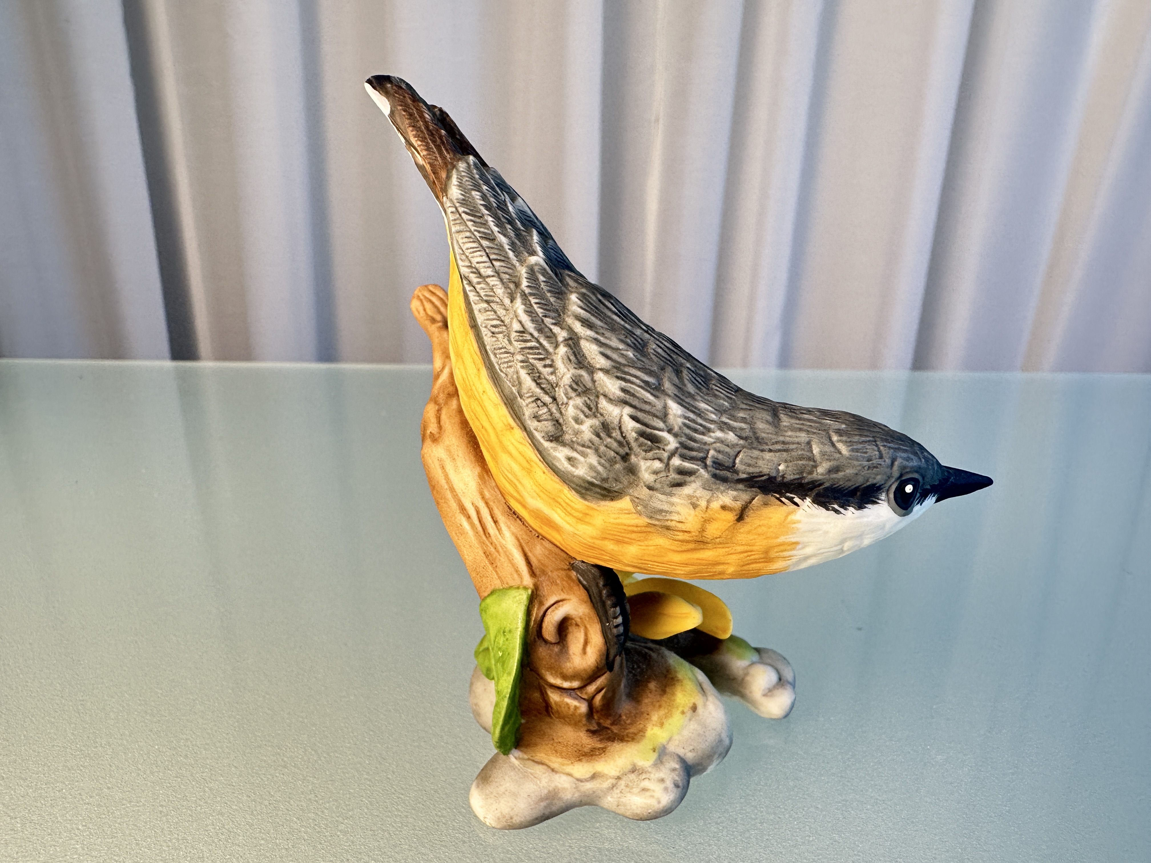 Franklin Mint Porzellan Figur - Vogel Nuthatch 10cm - Top Zustand 