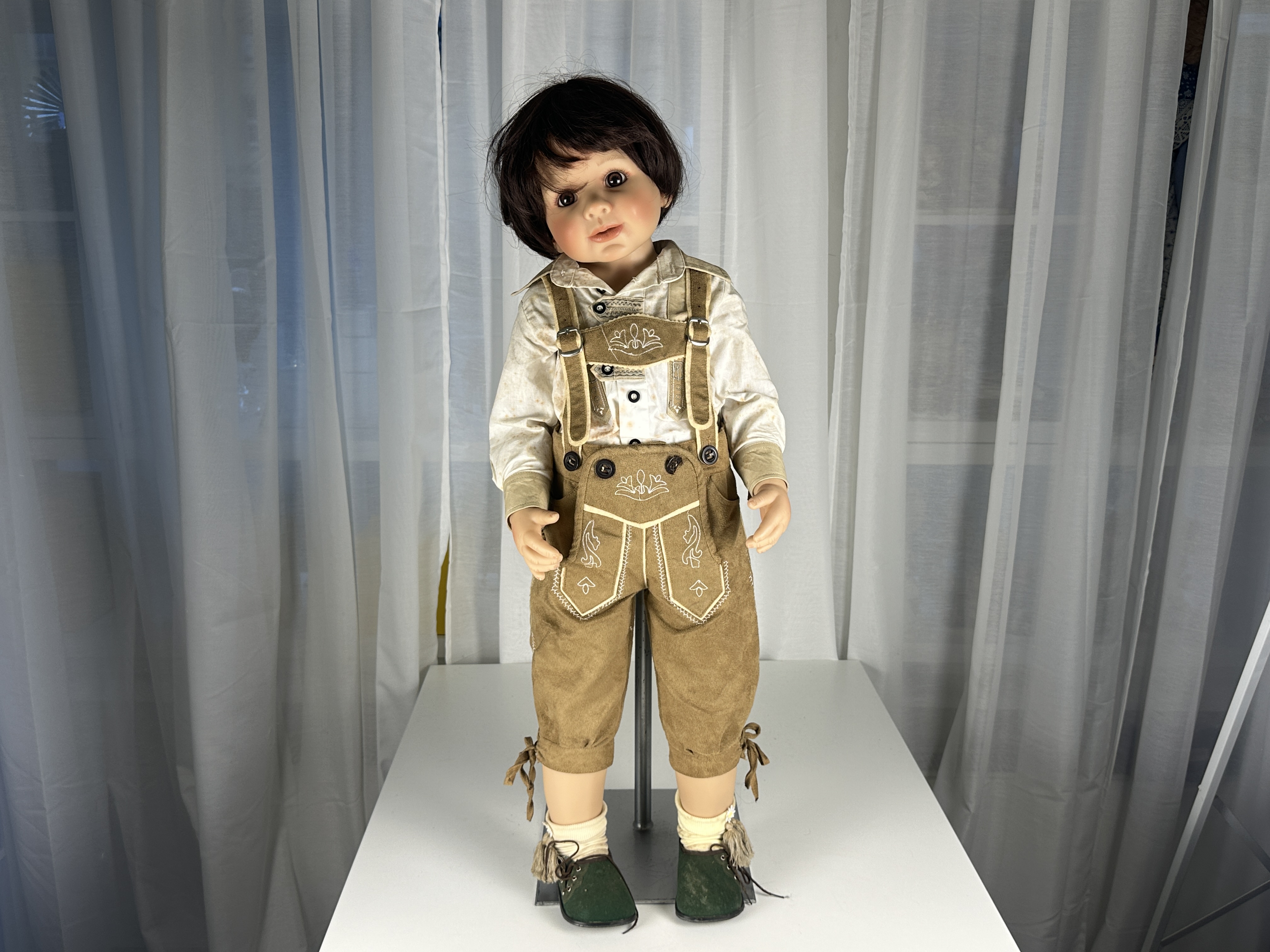 Künstlerpuppe Puppe Monika Peter Leicht Vinyl Puppe 85 cm. Zustand Verschmutzt