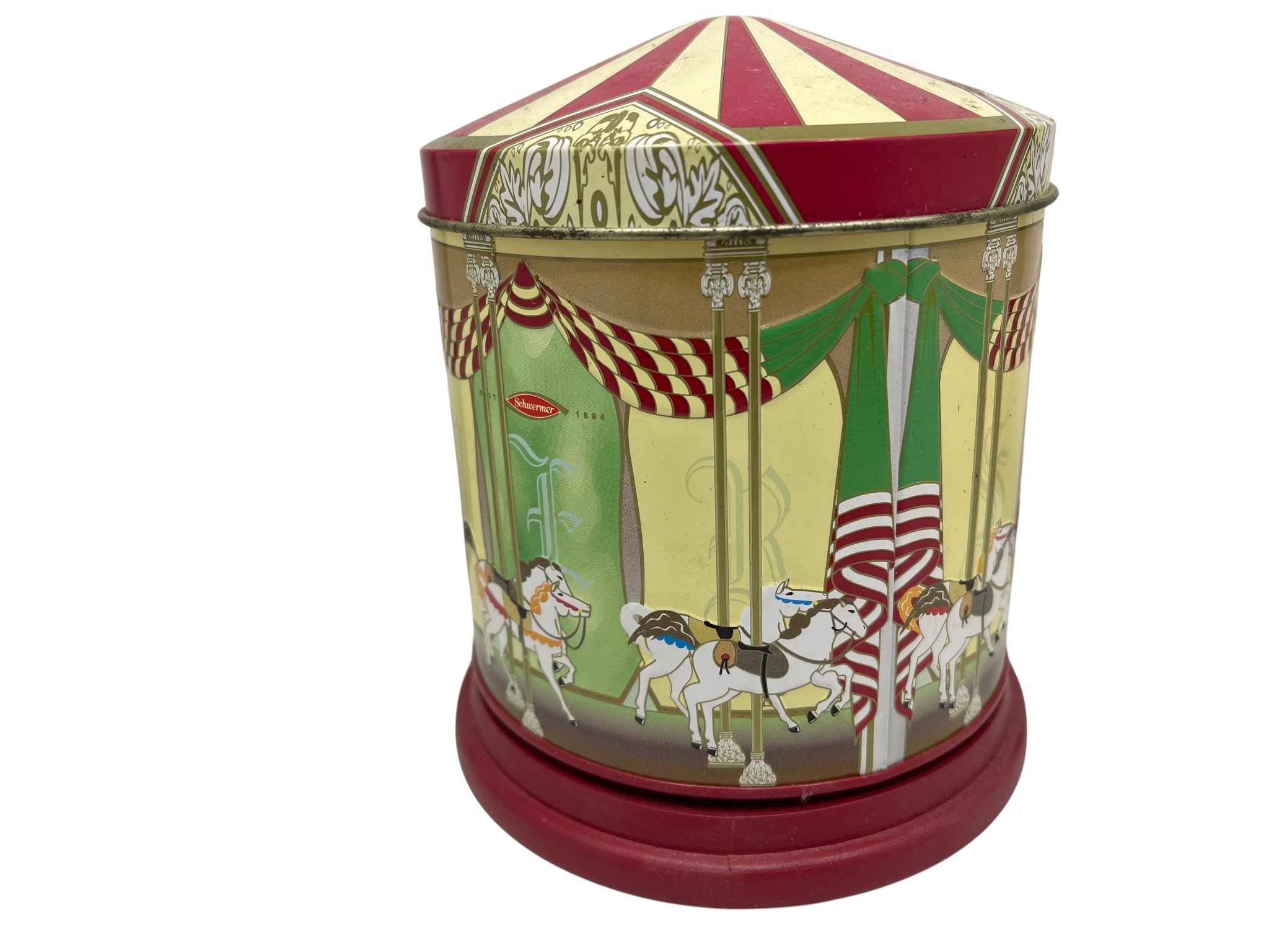 Keksdose mit Spieluhr 13 x 12 cm. Zustand siehe Fotos 