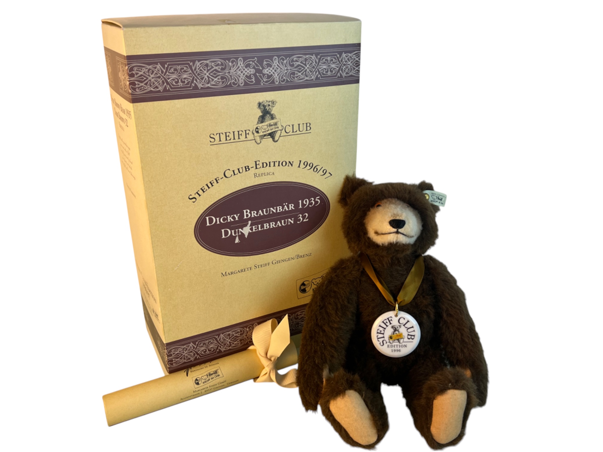 Steiff Tier Teddy Bär 420078 Dicky Braunbär 32 cm Nr. 01112. Top Zustand