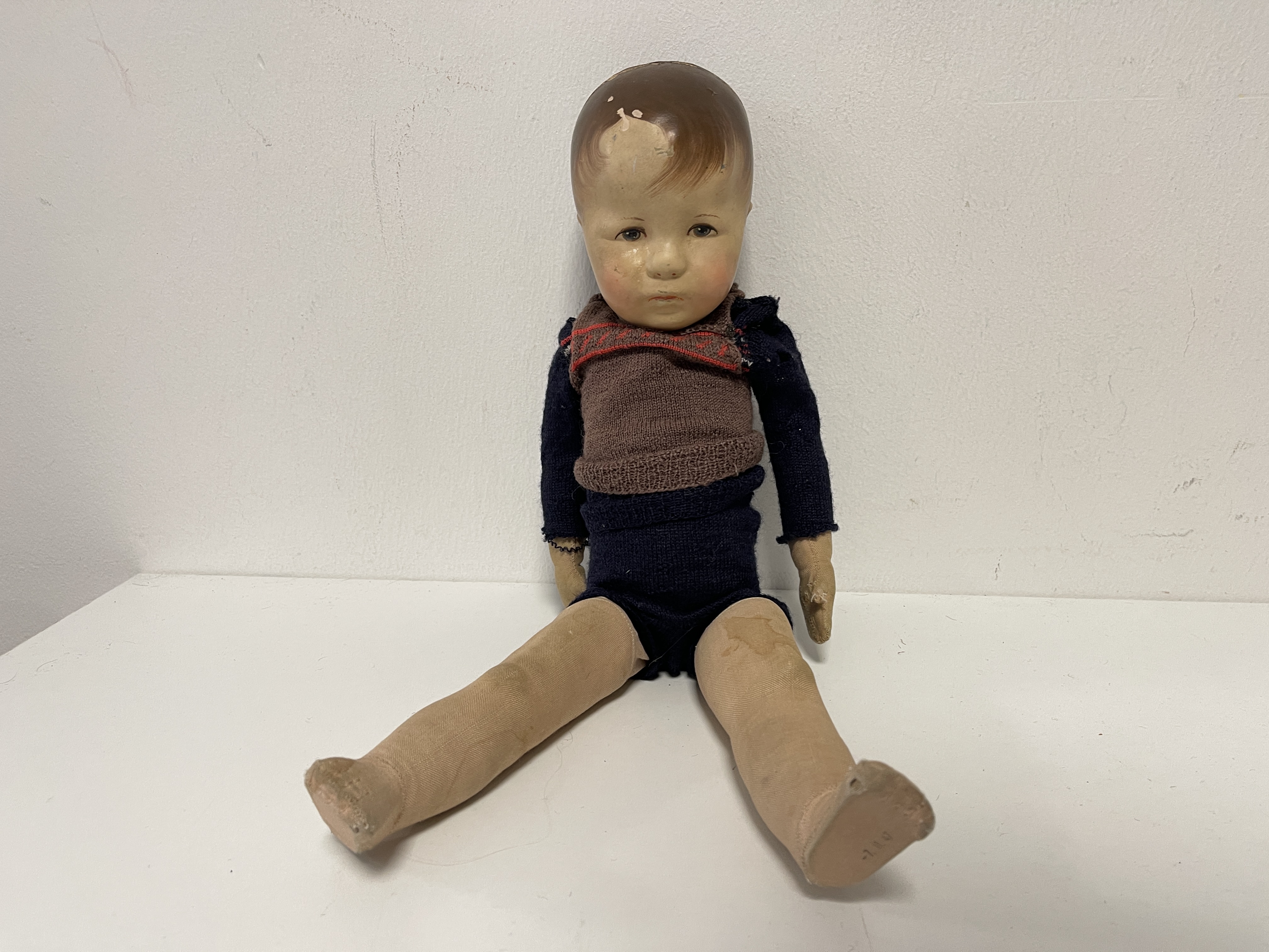 Alte Käthe Kruse Puppe Sammlerpuppe 58 cm - Stark beschädigt am Hinterkopf 
