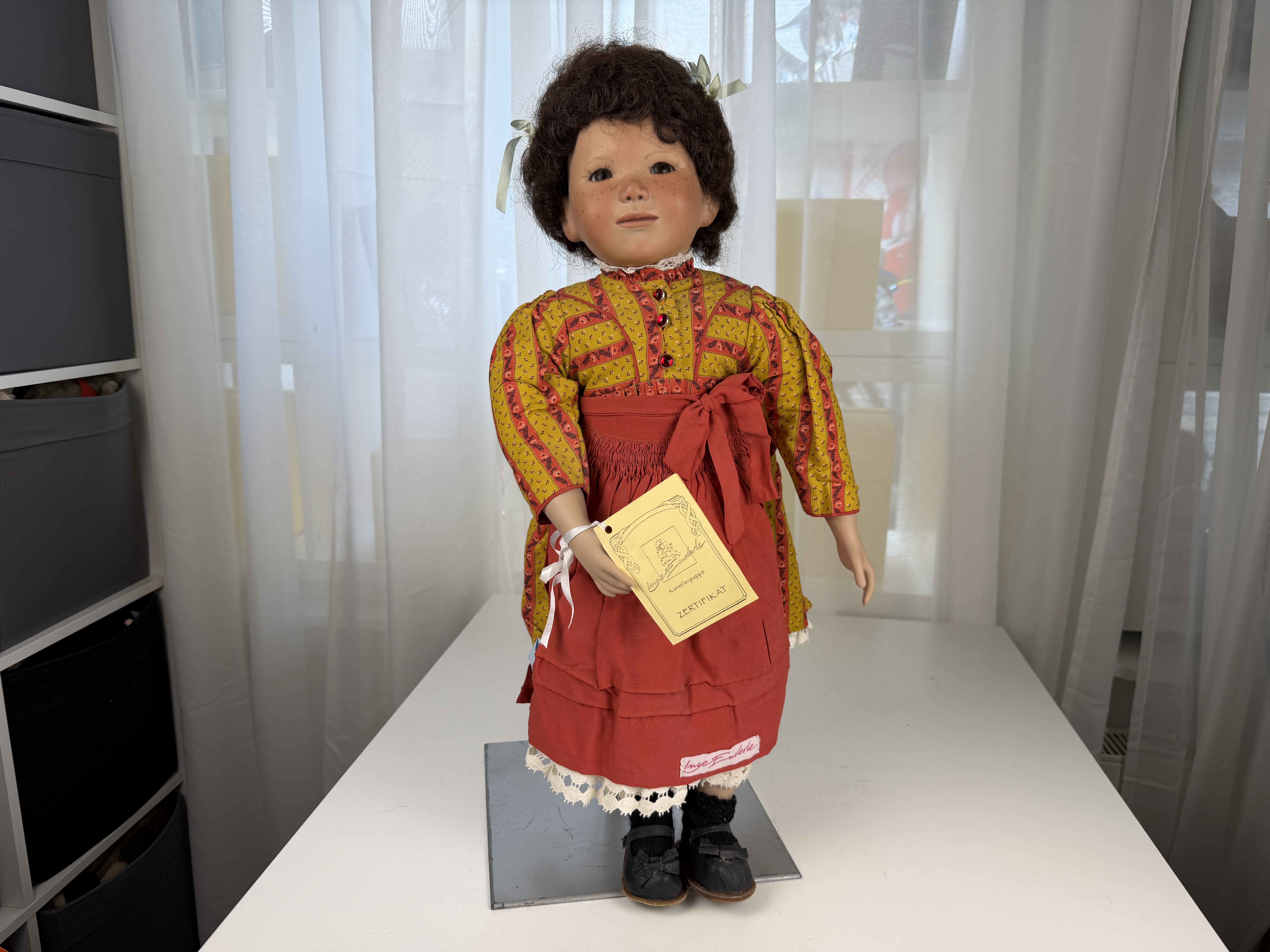 Künstlerpuppe Inge Enderle Porzellan Puppe 63 cm. Top Zustand 