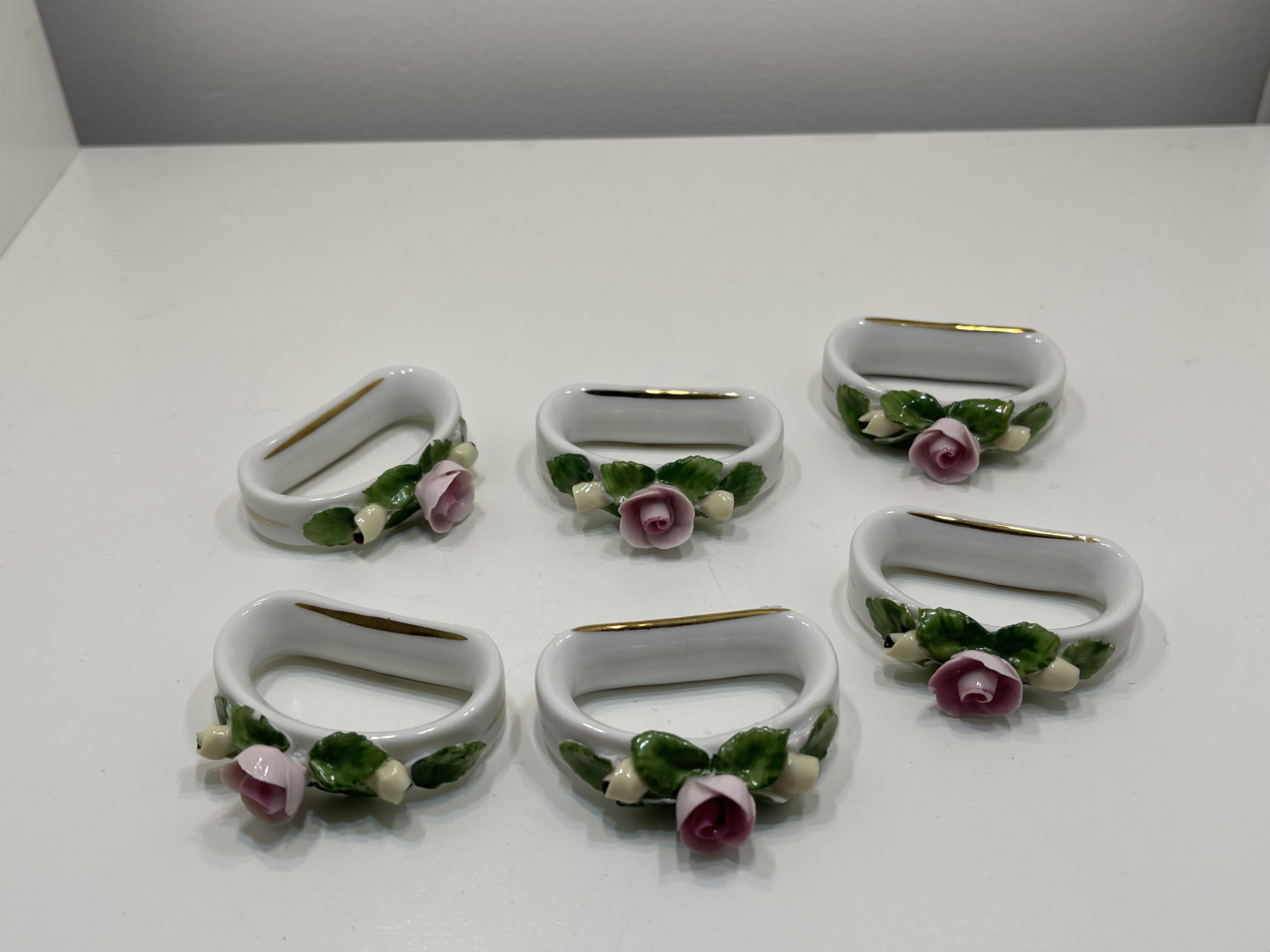 Sammler Porzellan AK Kaiser 6 Serviettenringe je ca. 5 cm. Top Zustand   