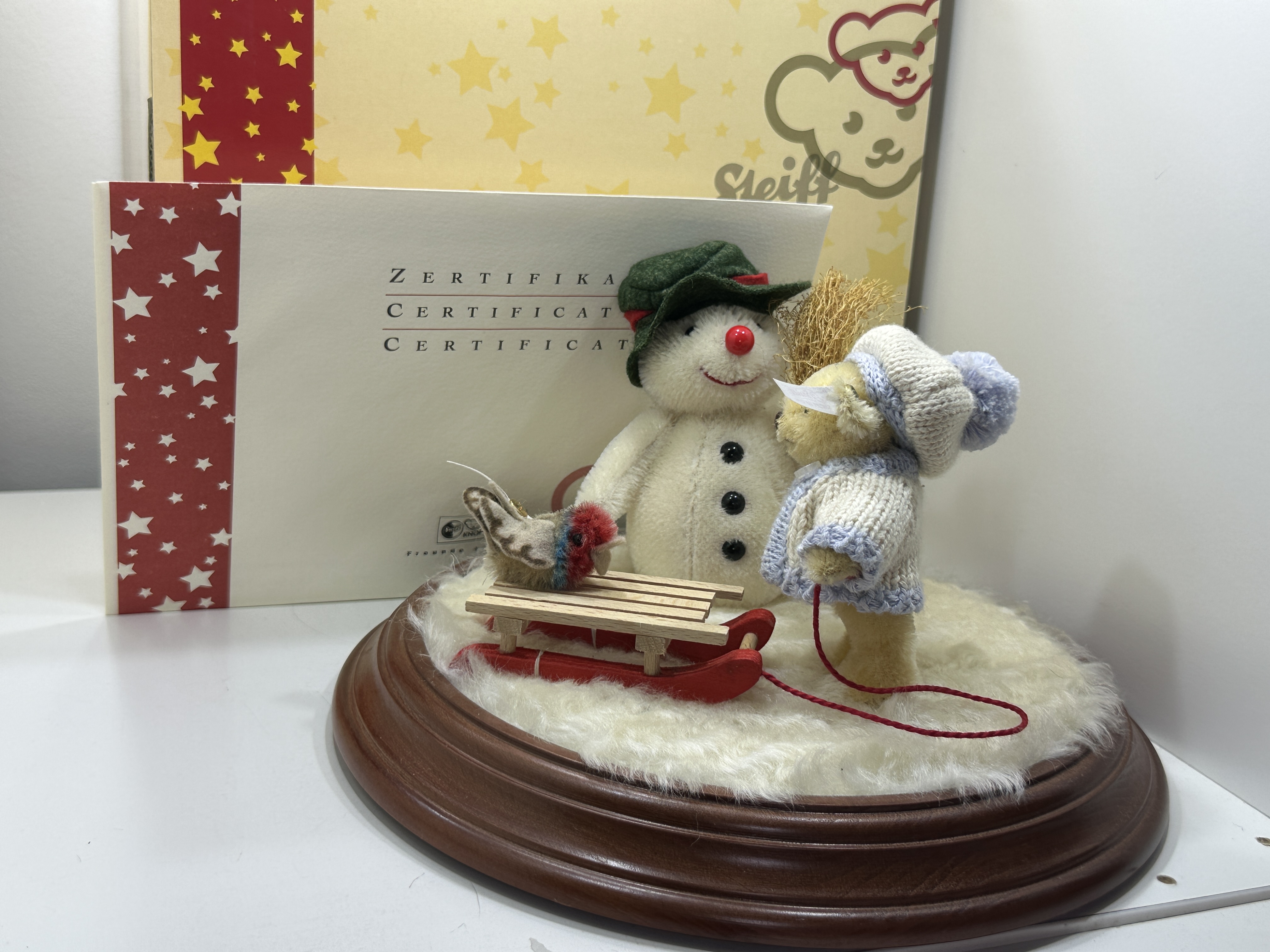 Steiff Tier 038273 Winter Diorama 24cm Ø mit Ovp & Zertifikat- Top Zustand