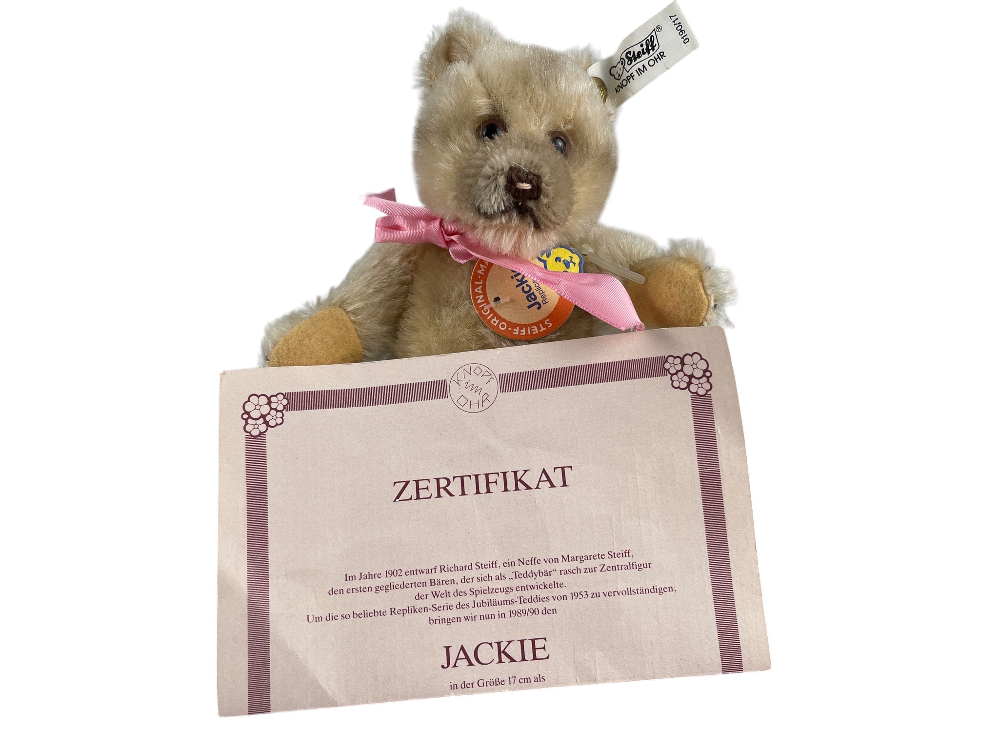 Steiff Teddy Jackie Baby 0190/17 Jacky 17 cm Top Zustand  