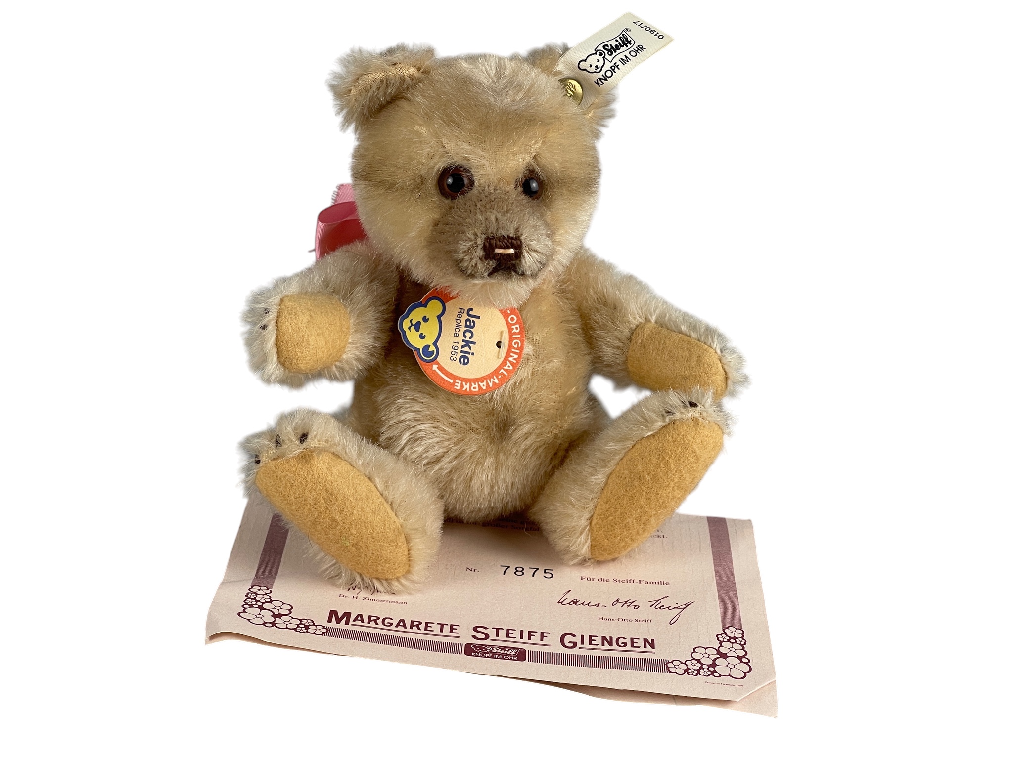 Steiff Tier Teddy Bär 0190/17 Jacky 17 cm. Top Zustand