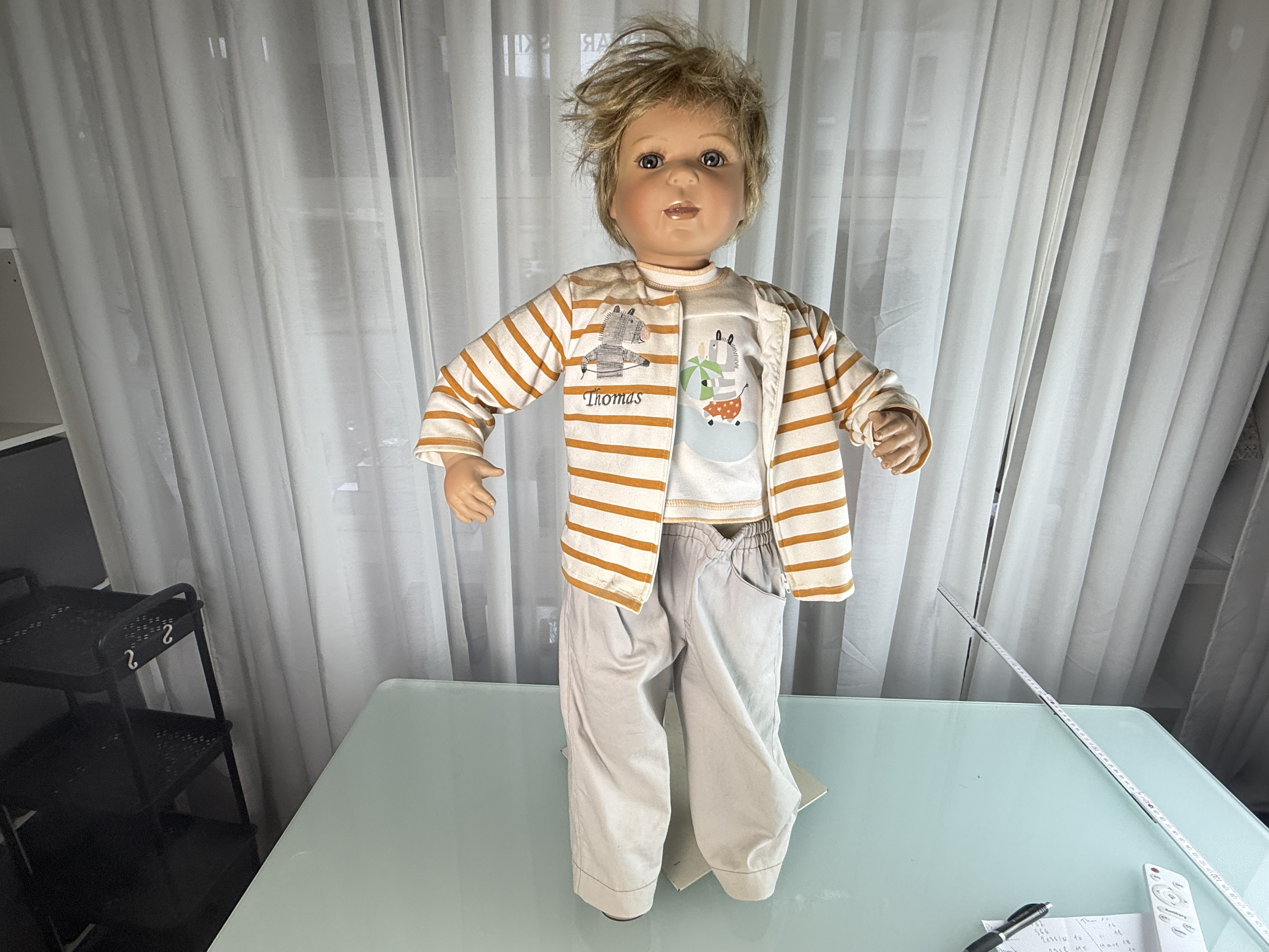 Künstlerpuppe Inge Tenbusch Porzellan Puppe 80 cm. Top Zustand. 