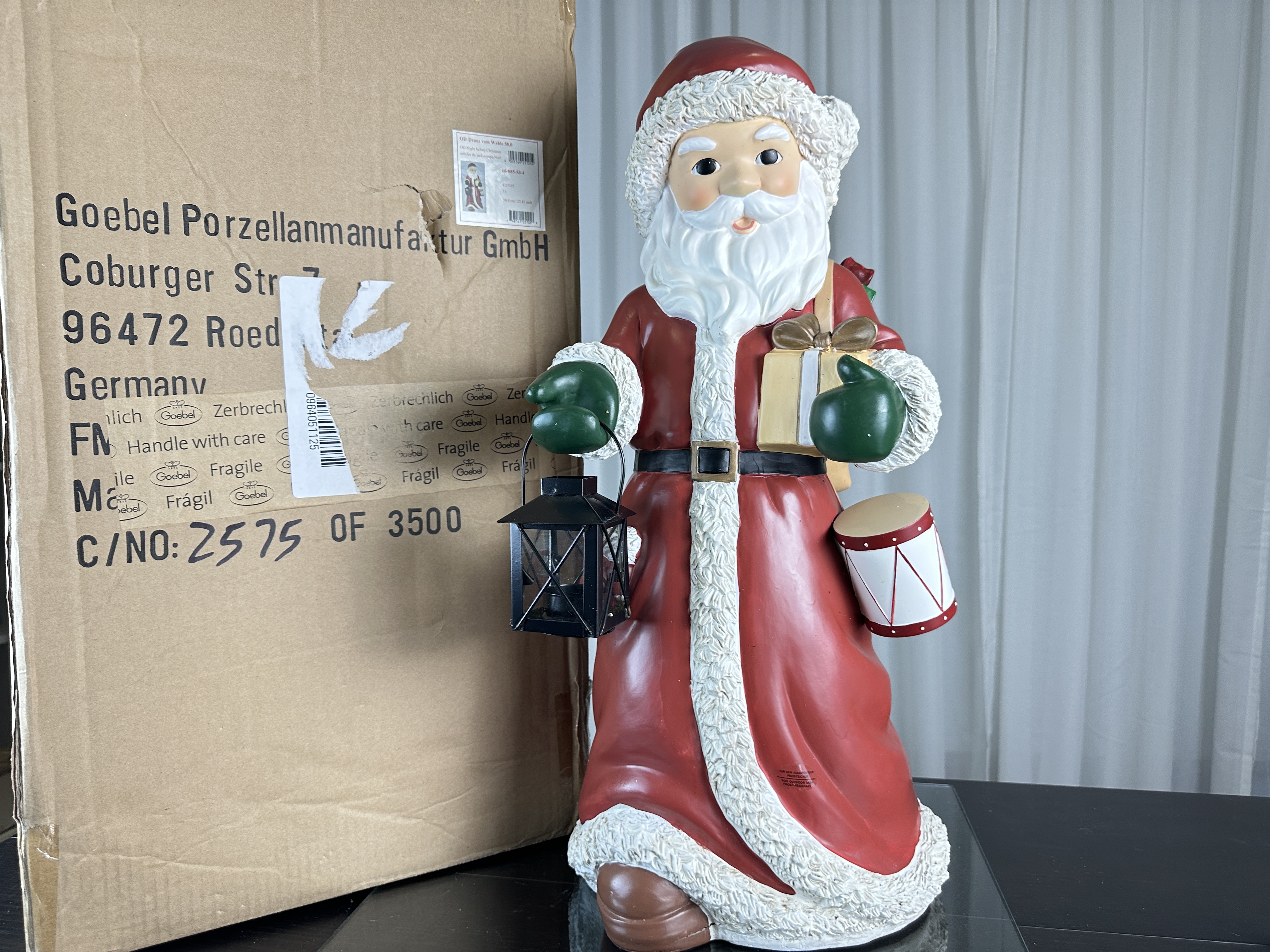 Goebel Weihnachtsmann - Outdoor Figur 58cm - Polyresin - incl.Windlicht - Top Zustand siehe Bilder   