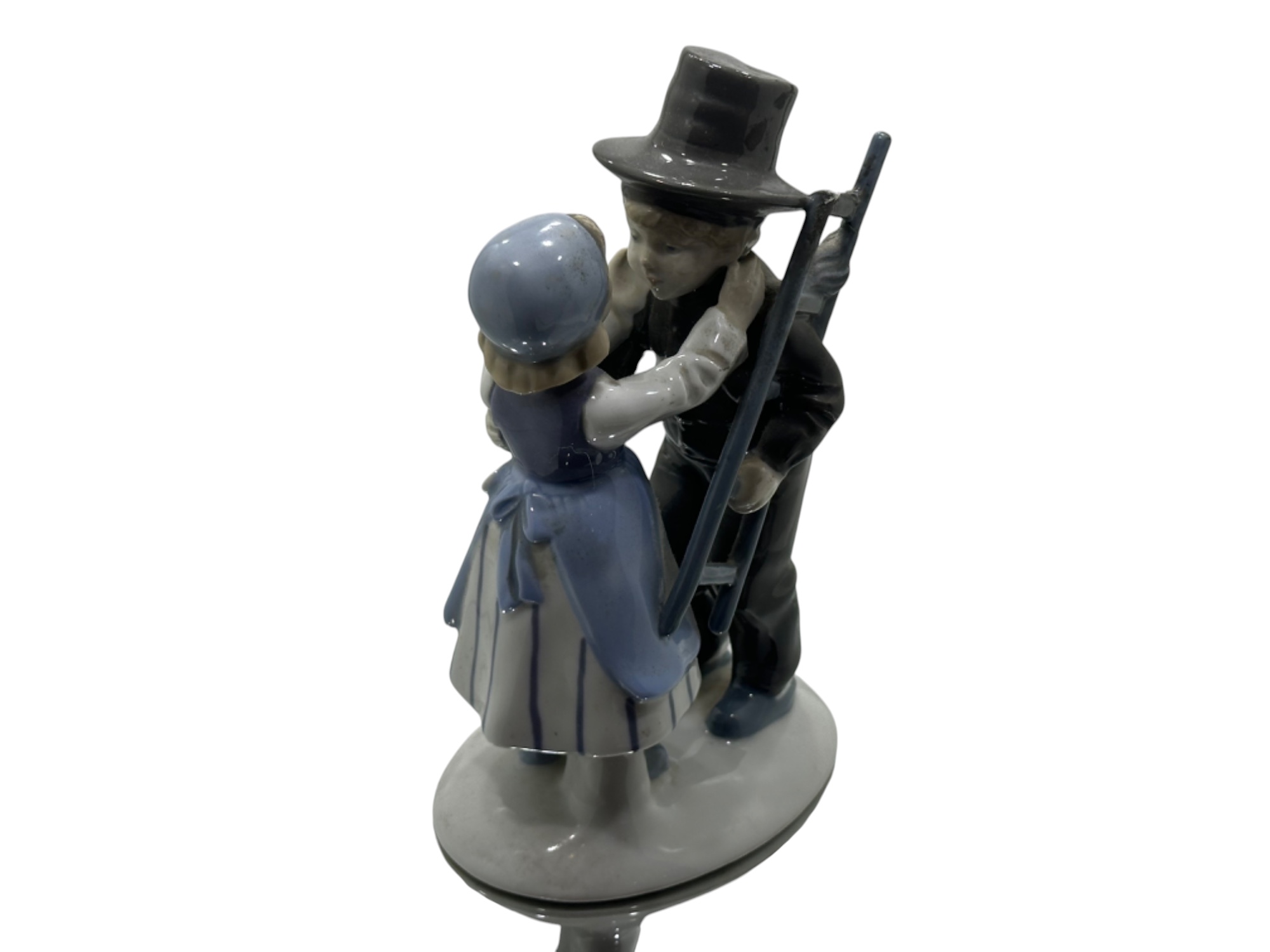 Porzellan Schornsteinfeger Figur mit Mädchen 18,5 cm. Zustand siehe Fotos