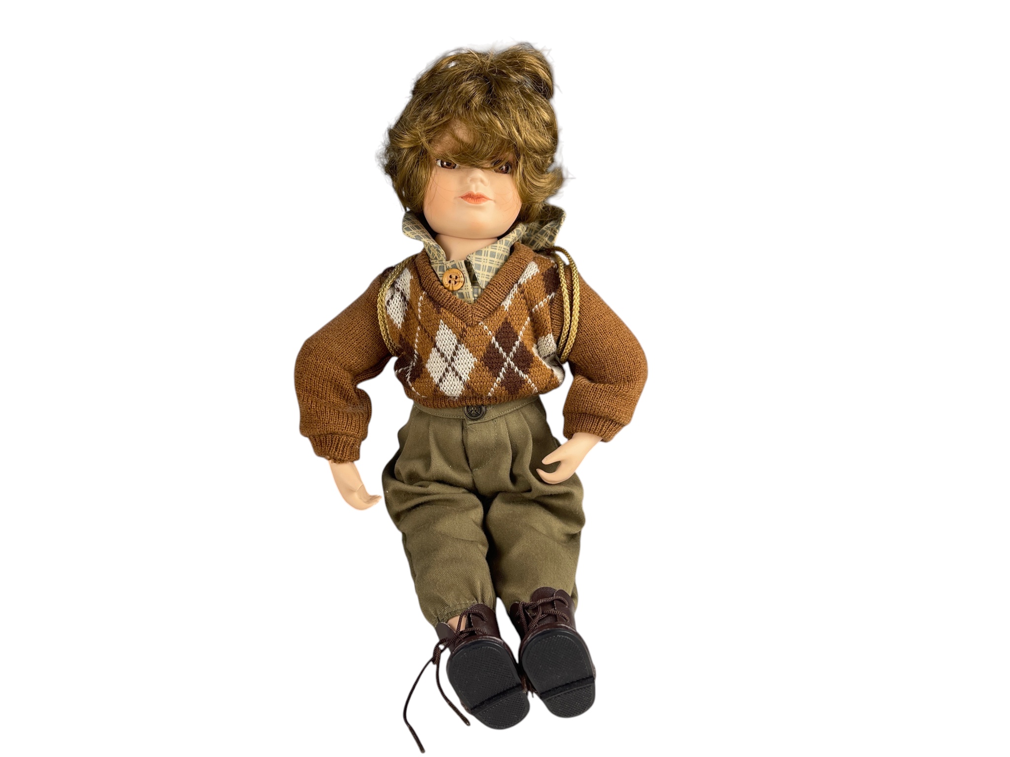 Puppe Porzellankopf Puppe 42 cm. kleiner Defekt