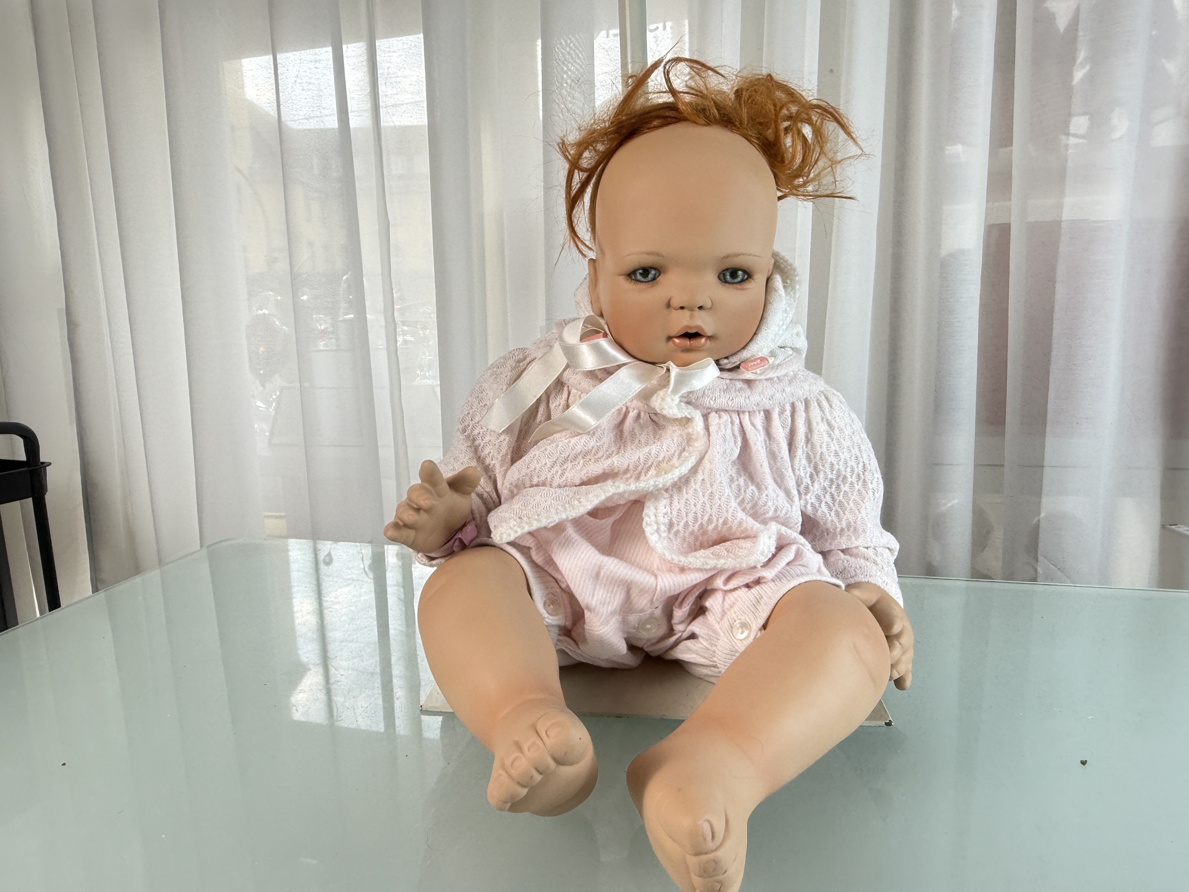 Künstlerpuppe Inge Tenbusch Porzellan Puppe 52 cm. Top Zustand. 