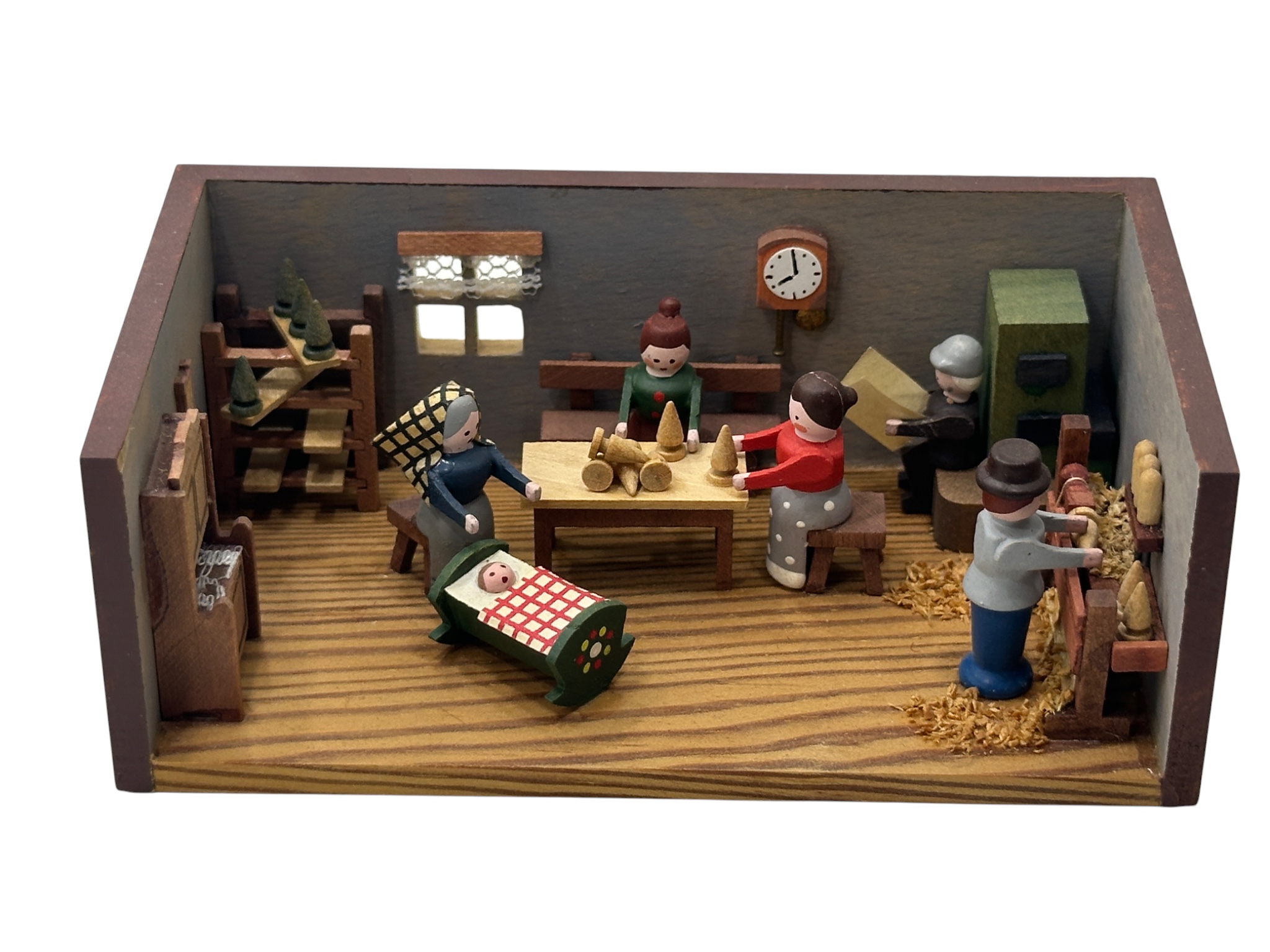 Erzgebirge Seiffener Miniaturstube Spielzeugmacherstube 10,7 x 6 x 4 cm. Top Zustand