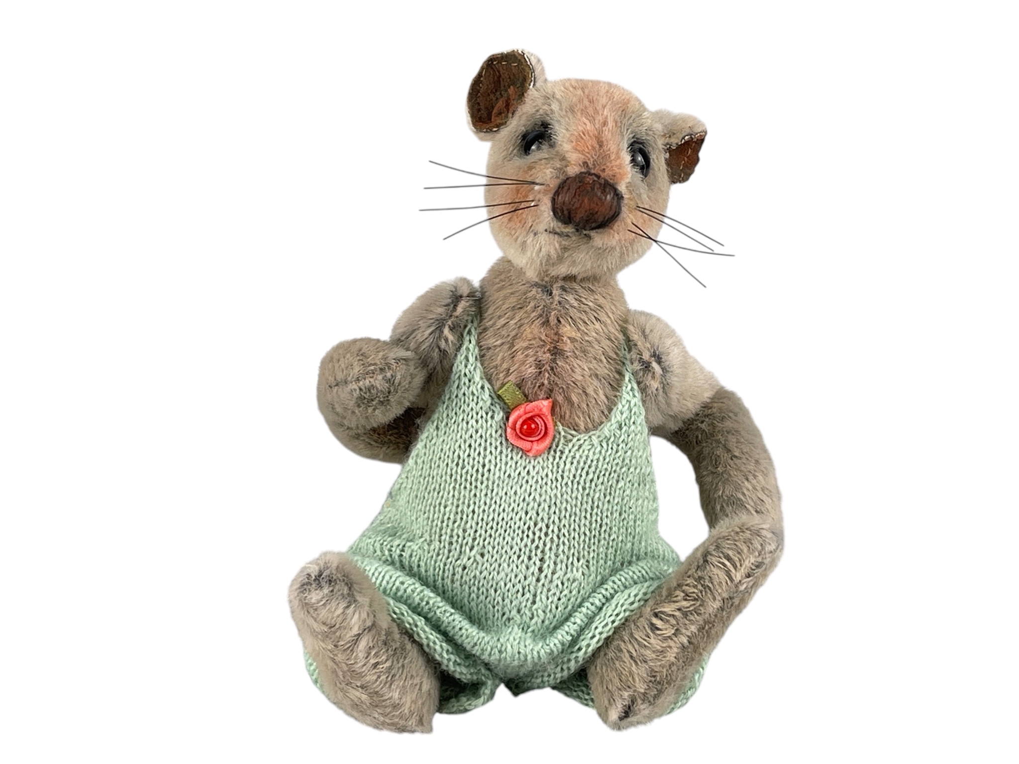 Künstler Stofftier Maus 14 cm. - Top Zustand.  