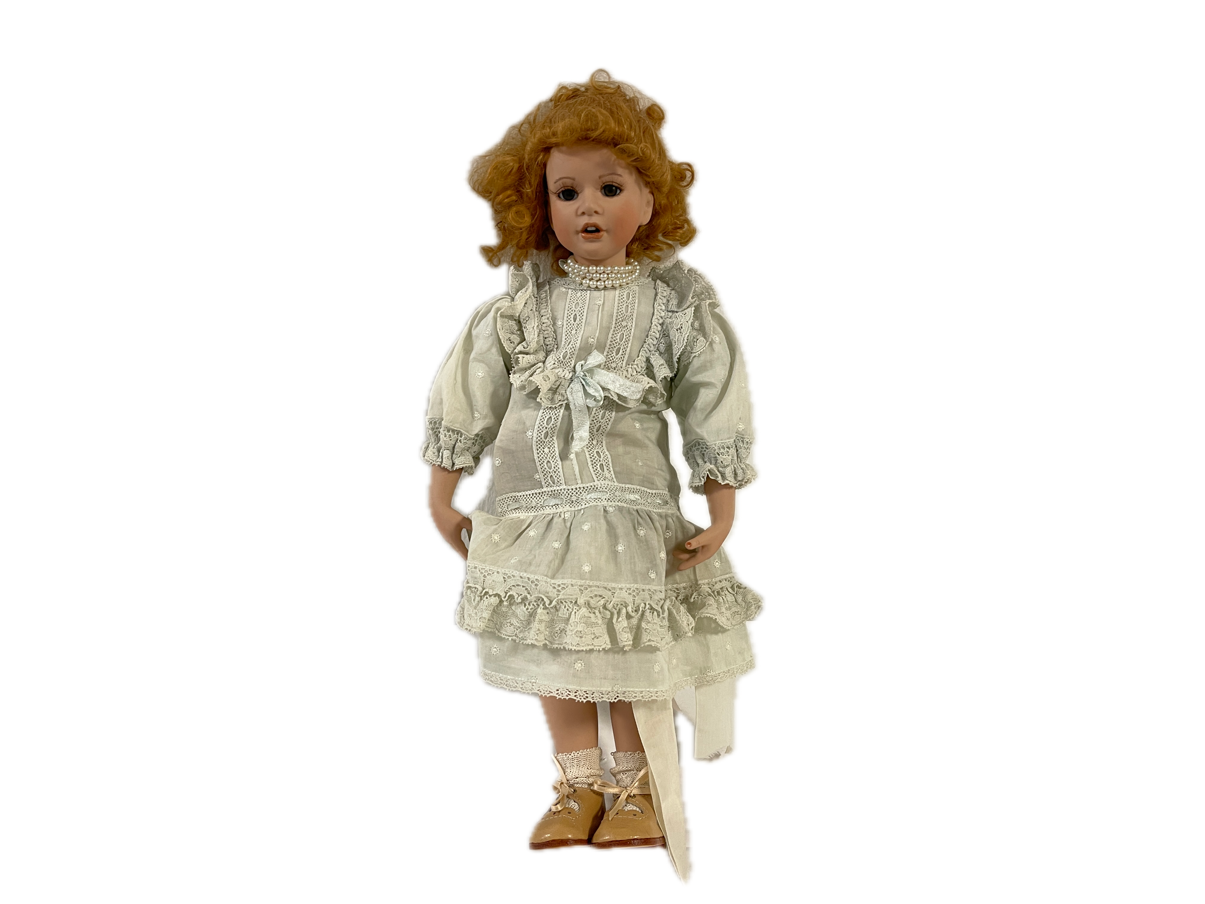 Porzellan Künstlerpuppe Puppe 75 cm. Zustand siehe Fotos   