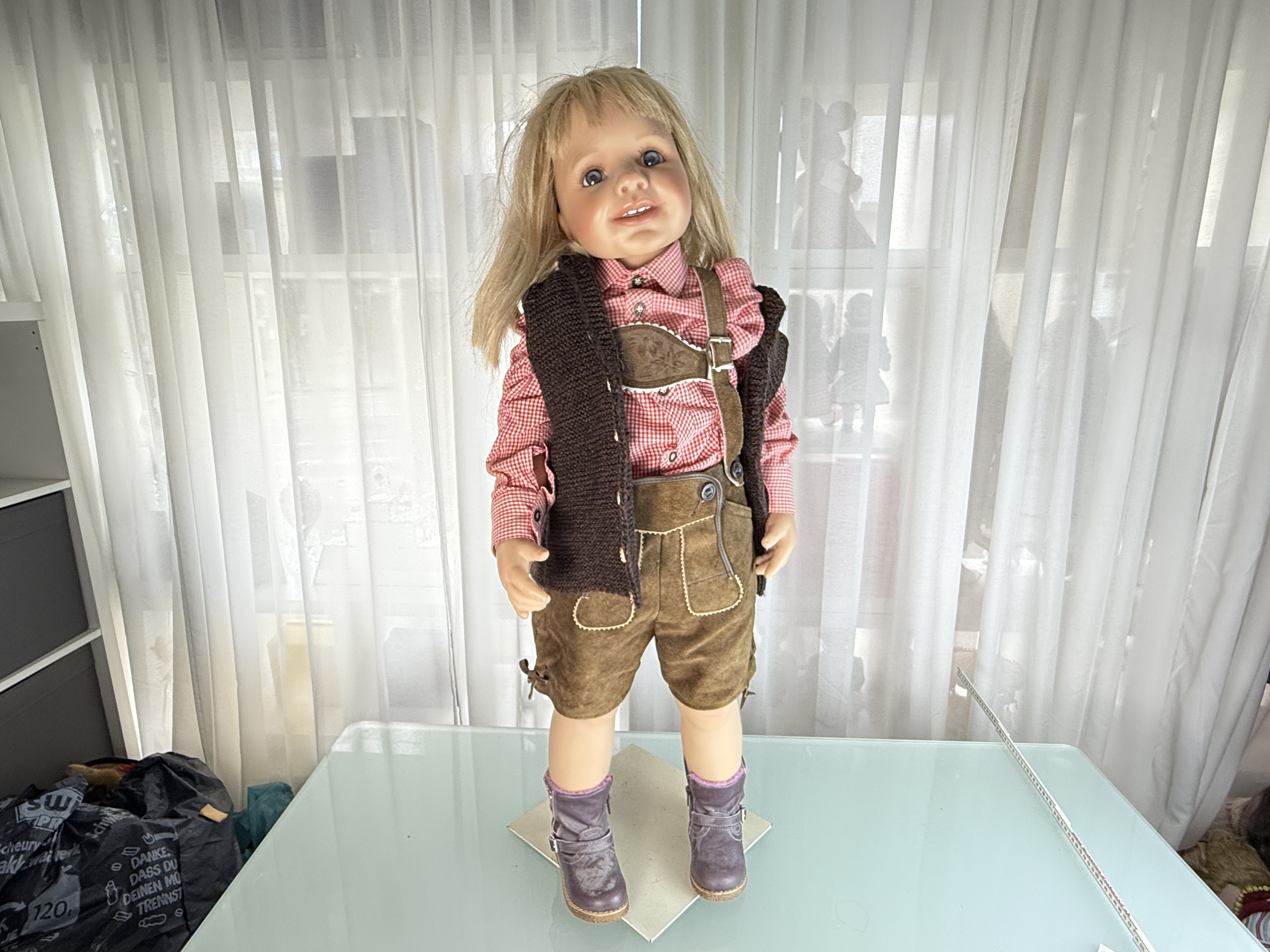Künstlerpuppe Puppe Monika Peter Leicht Vinyl Puppe 90 cm. Guter Zustand siehe Fotos 