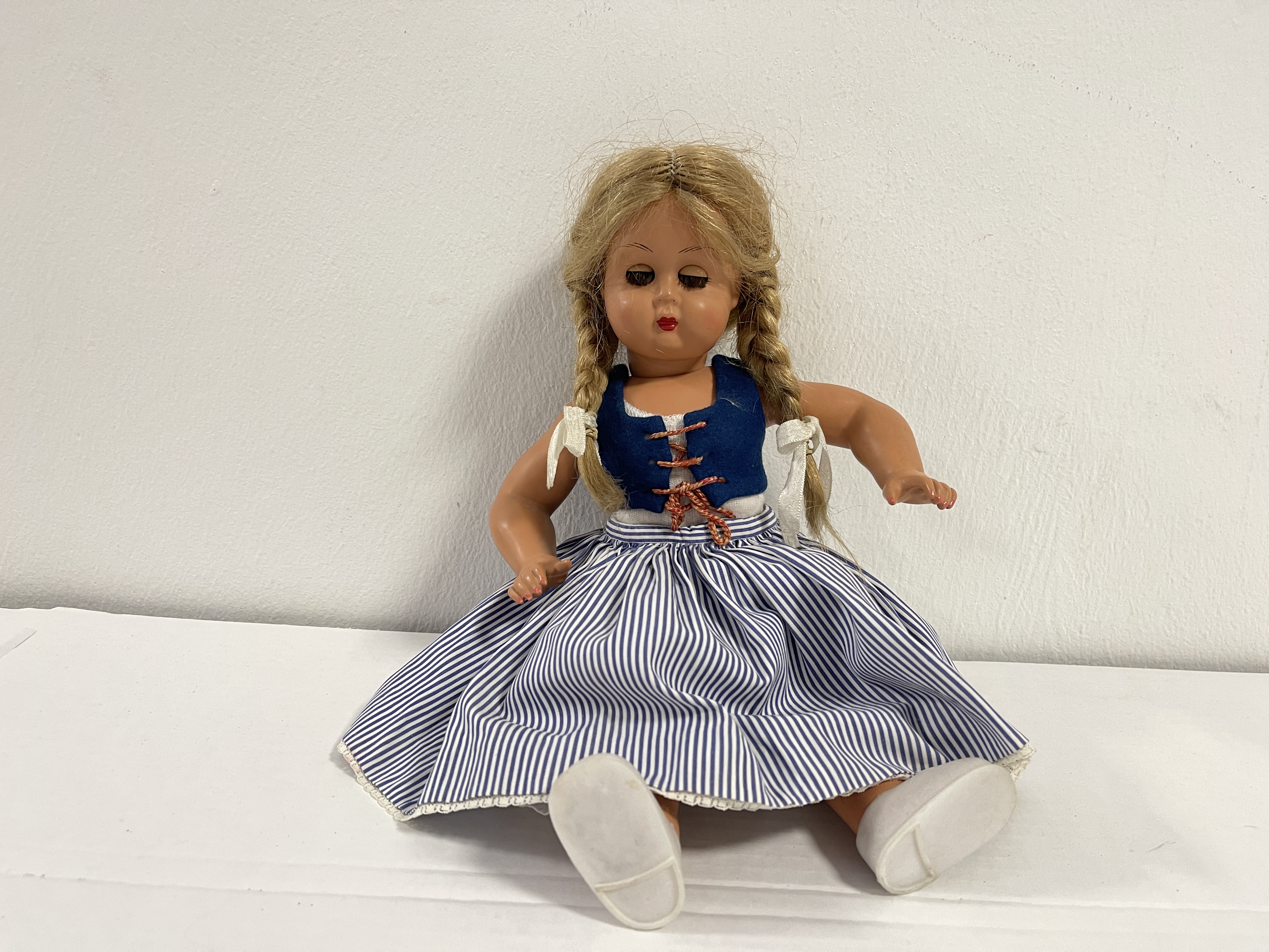 Alte Sammler Puppe Zelluloid 34 cm Augen öffnen nicht