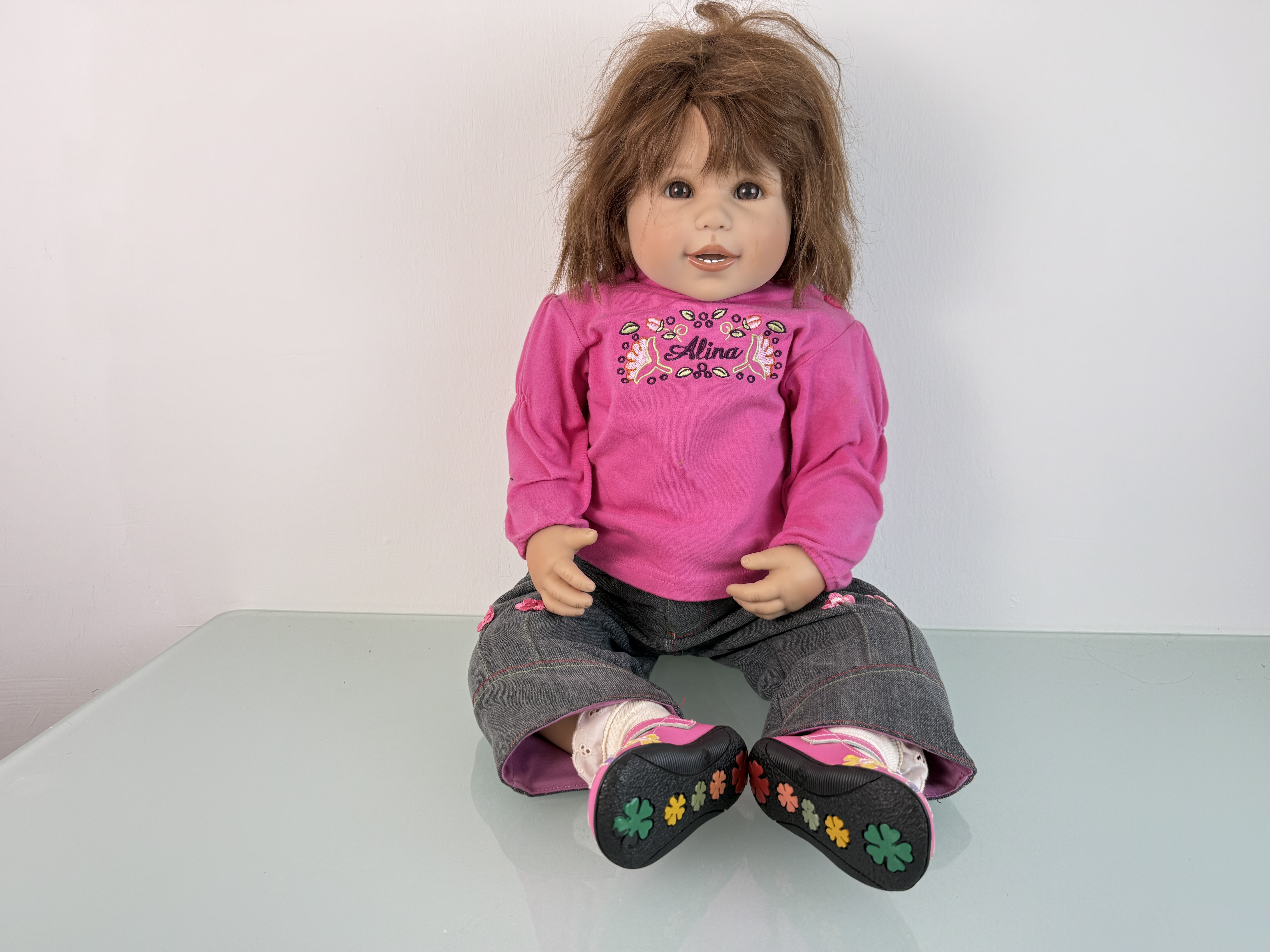 Künstlerpuppe Puppe Monika Peter Leicht Vinyl Puppe 83 cm. Top Zustand 