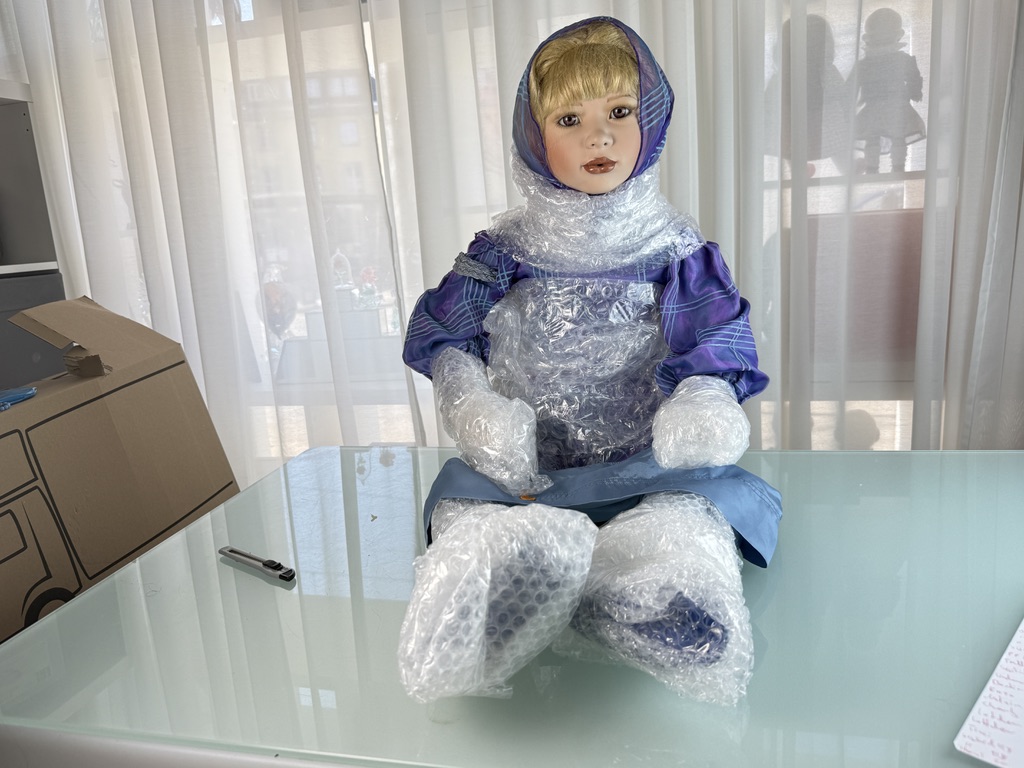 Künstlerpuppe Sammler Christine Orange Porzellan Puppe 95 cm. Top Zustand 