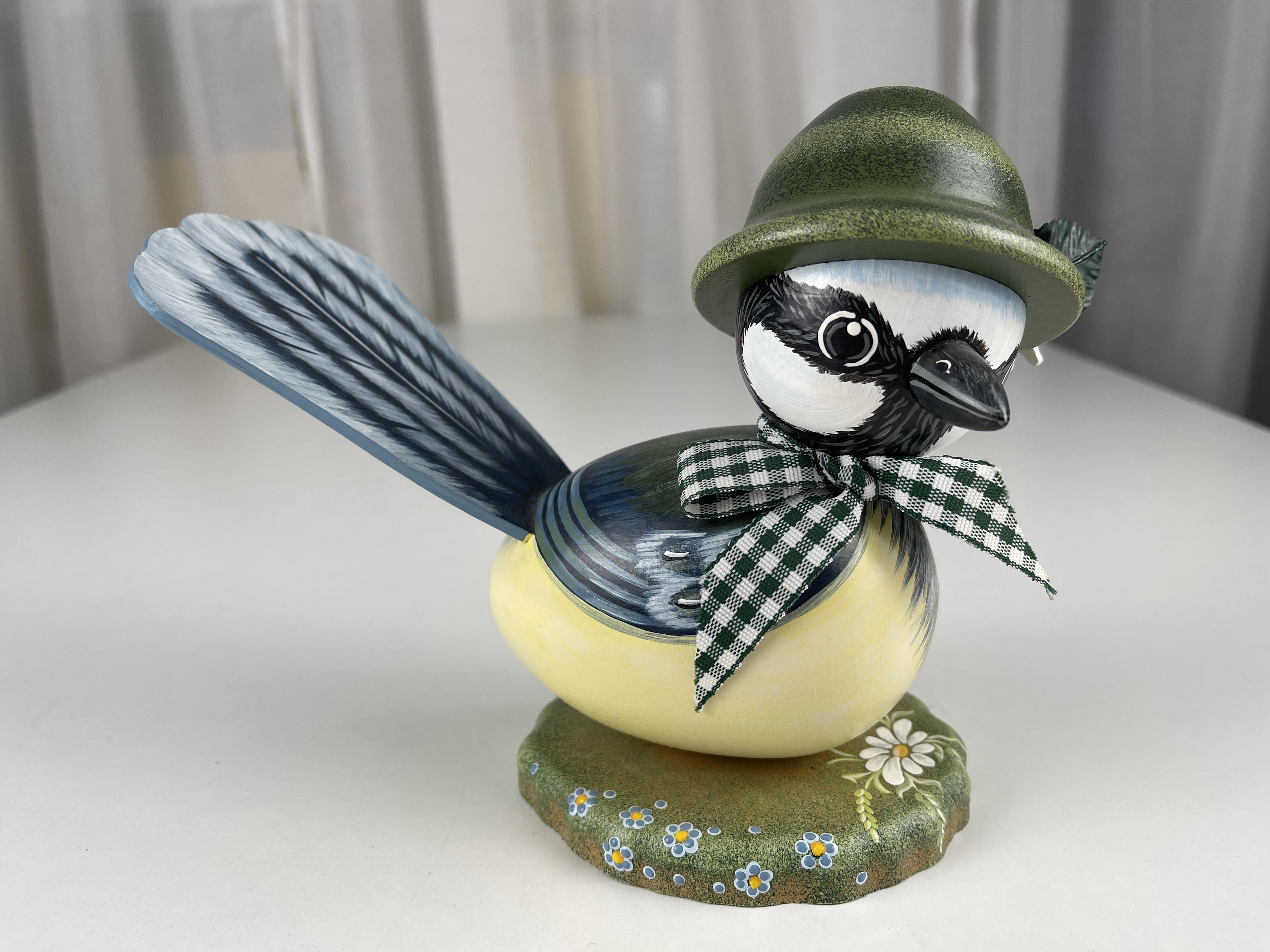 Erzgebirge Sammler Figur Hubrig Blaumeise 16 x 21 cm. Top Zustand  