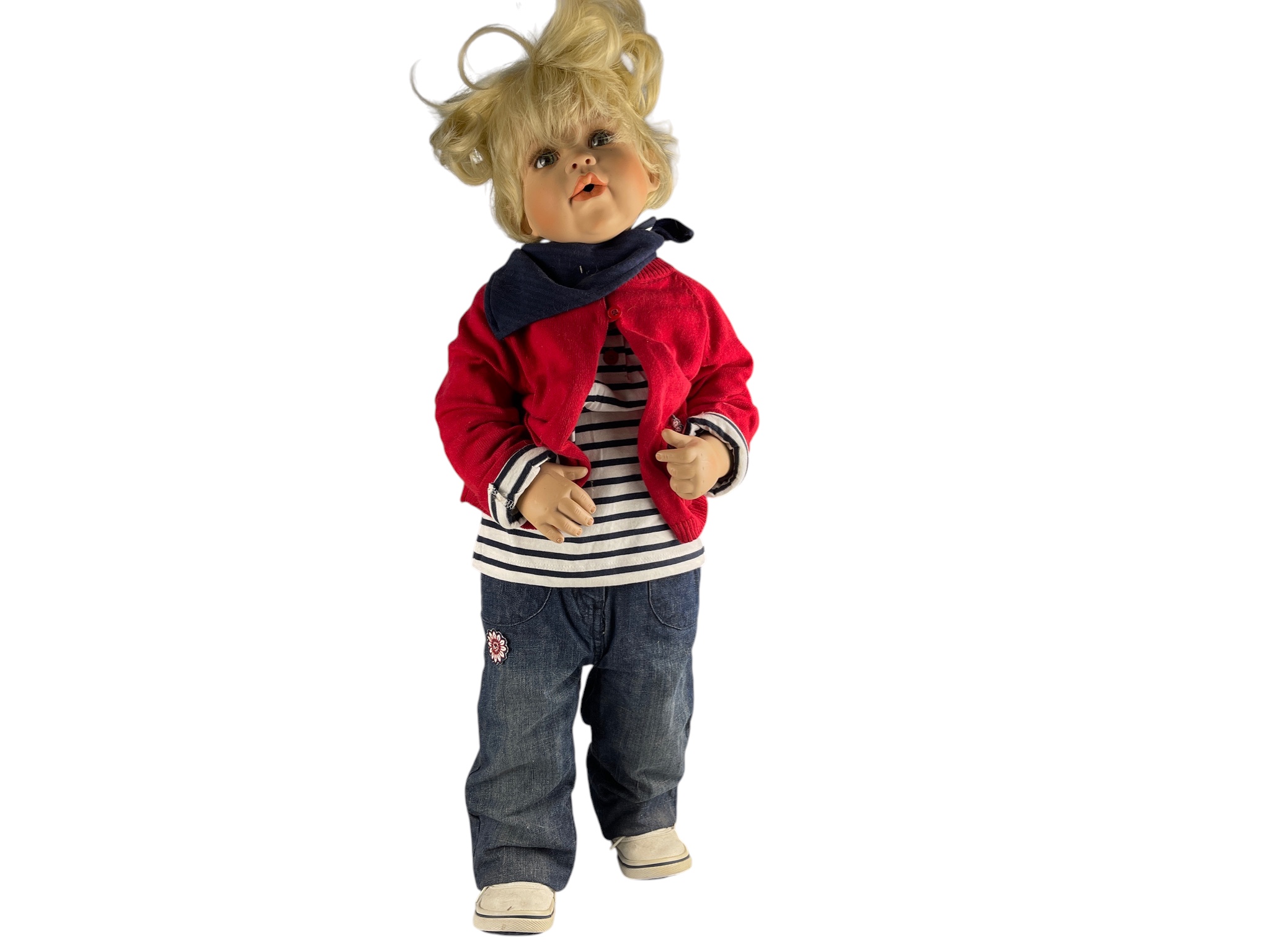 Künstlerpuppe Puppe Monika Levenig Vinyl Puppe 72 cm. Guter Zustand  