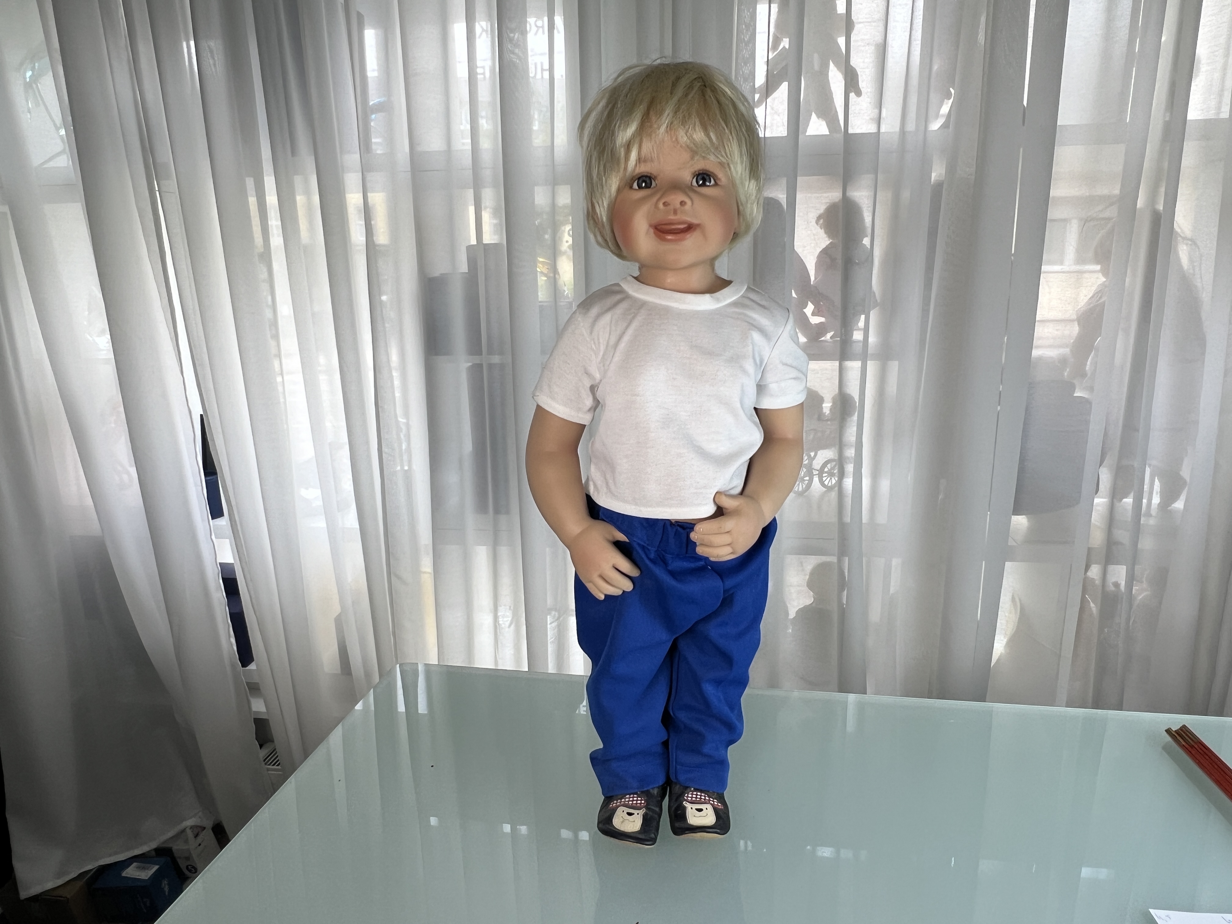 Künstlerpuppe Puppe Junge Monika Levenig Vinyl Puppe 68 cm. Guter Zustand siehe Fotos 