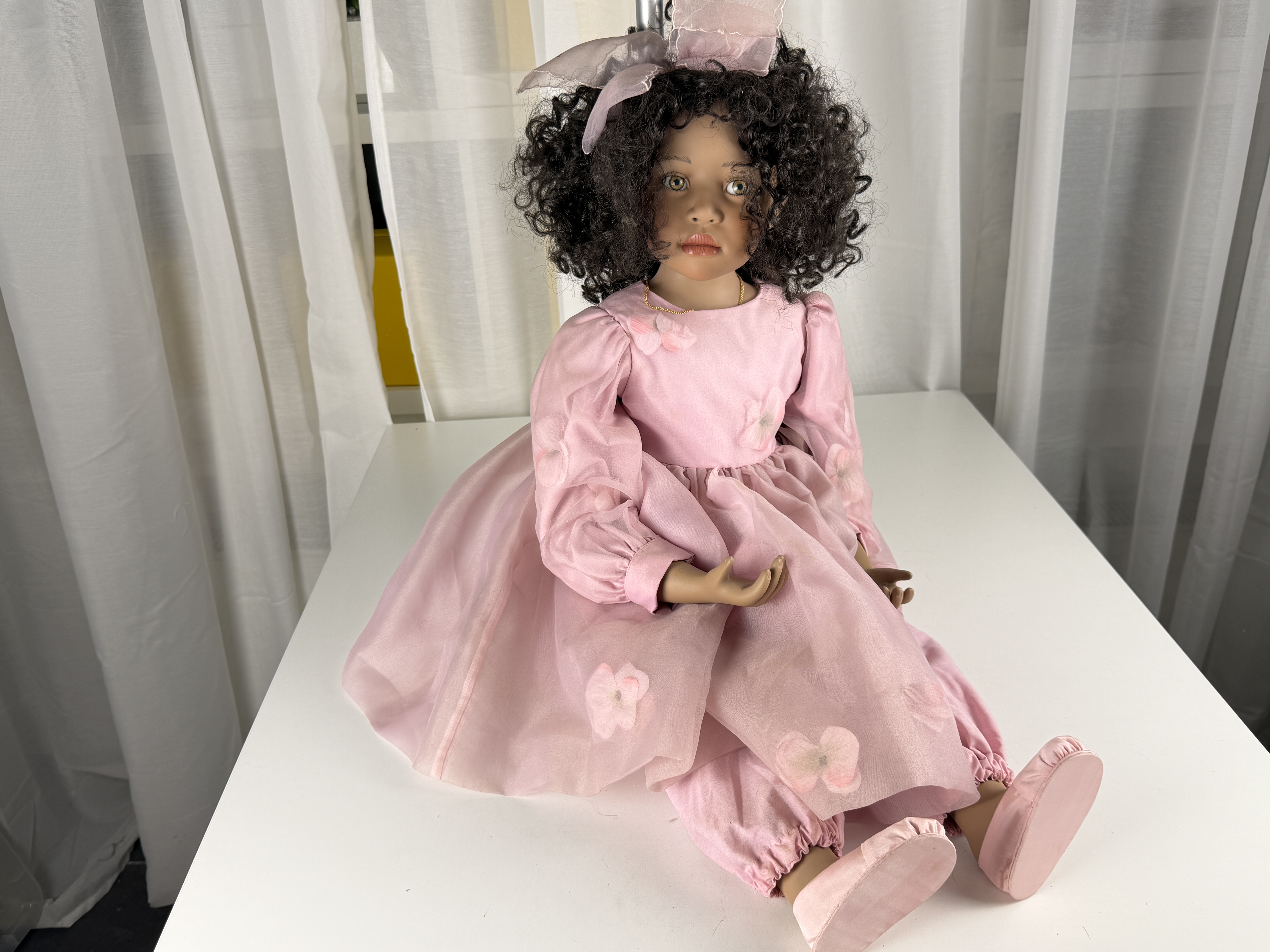 Christine Orange Porzellan Künstlerpuppe Puppe 78 cm verschmutzt