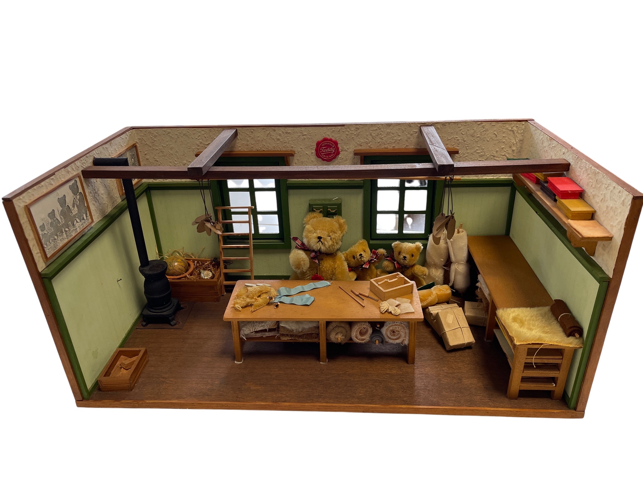 Hermann Teddybär Puppenhaus Werkstatt 28 x 60 x 30 cm - Top Zustand  