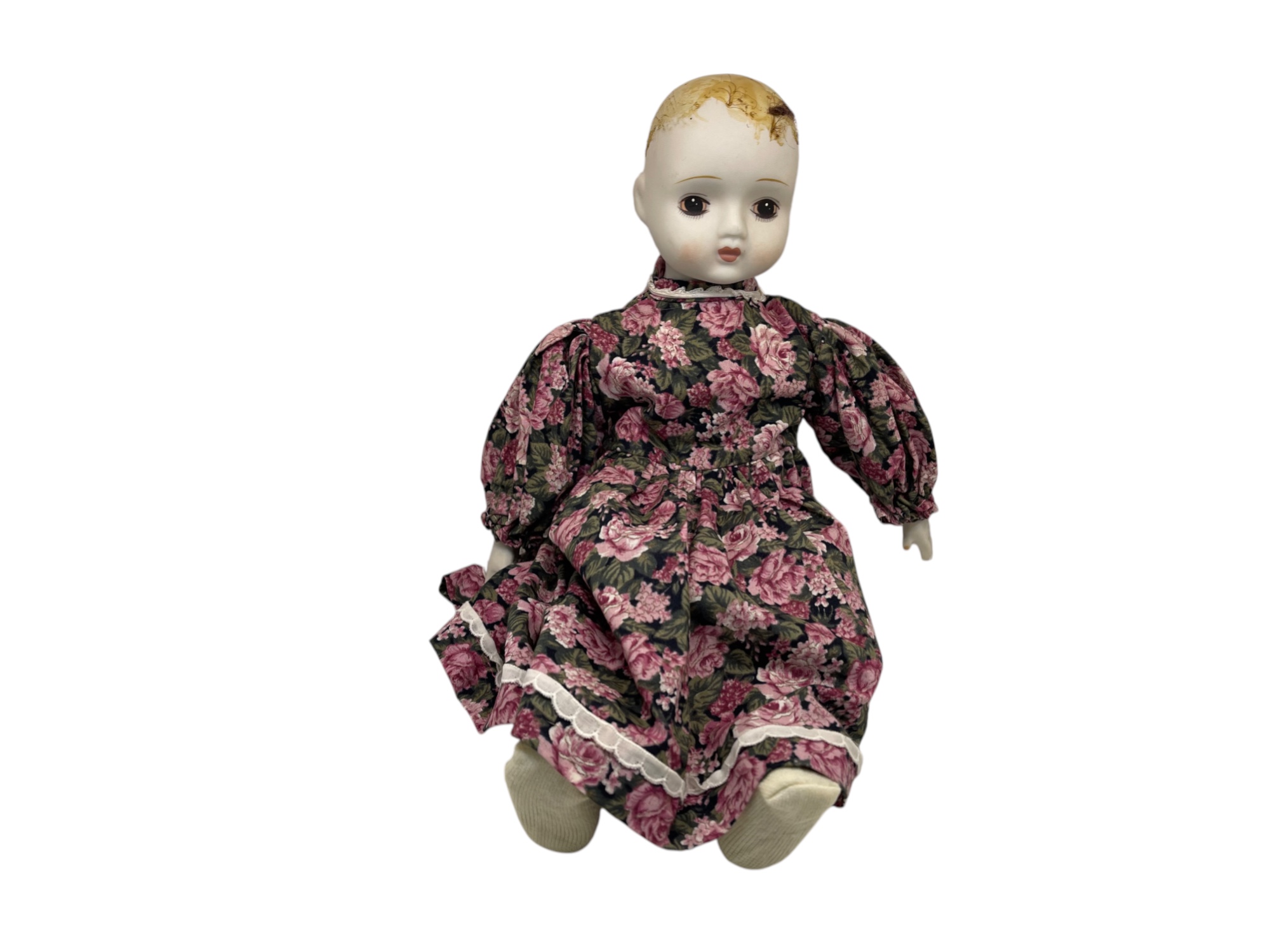 Alte Puppe Porzellan Puppe 35 cm. Zustand Siehe Fotos.     