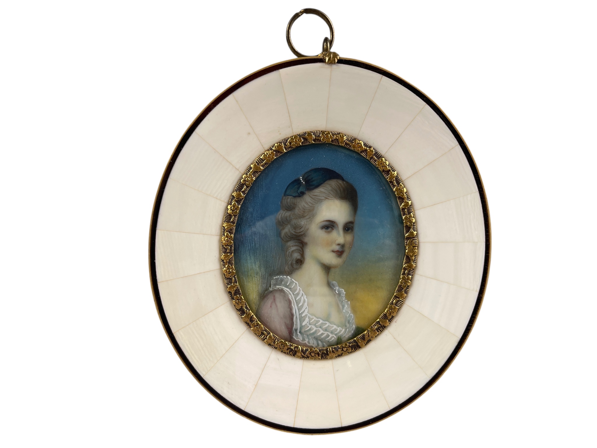 Elfenbein Malerei Bild 11 cm - Zustand siehe Fotos 