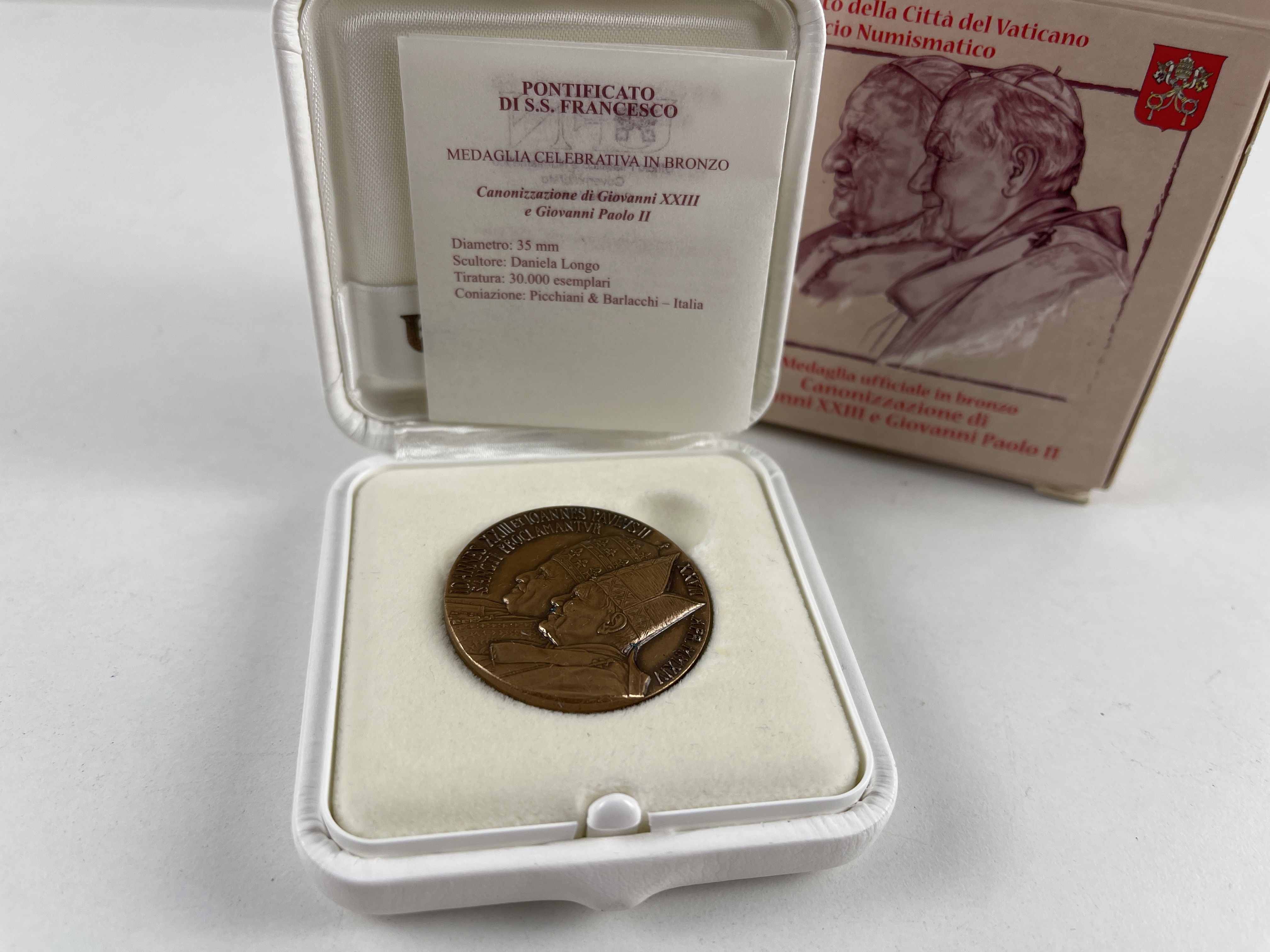 Bronzemedaille Heiligsprechung Johannes XXIII Johannes Paul II - Top Zustand   Kopie