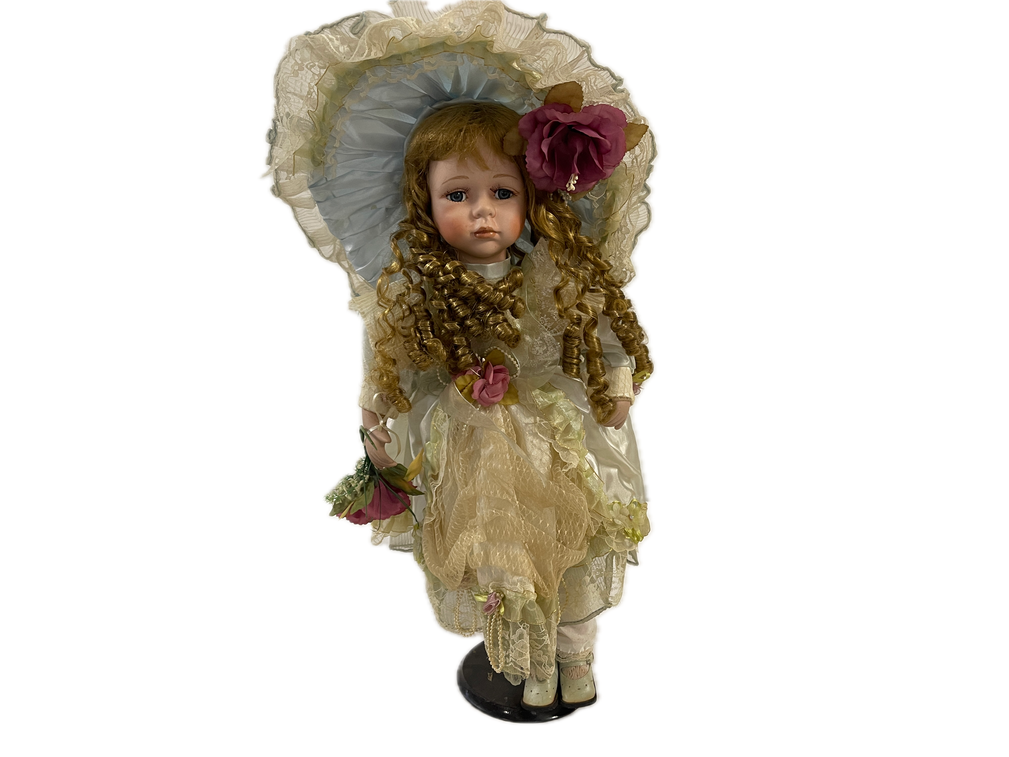 Porzellan Künstlerpuppe Puppe 57 cm. Raucherhaushalt Zustand siehe Fotos  