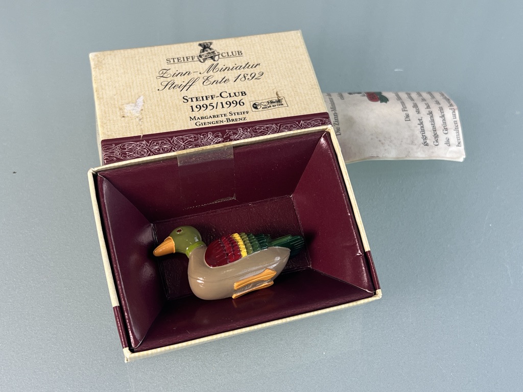 Steiff Zinn Miniatur Ente 3,3 x 5 cm. Top Zustand   