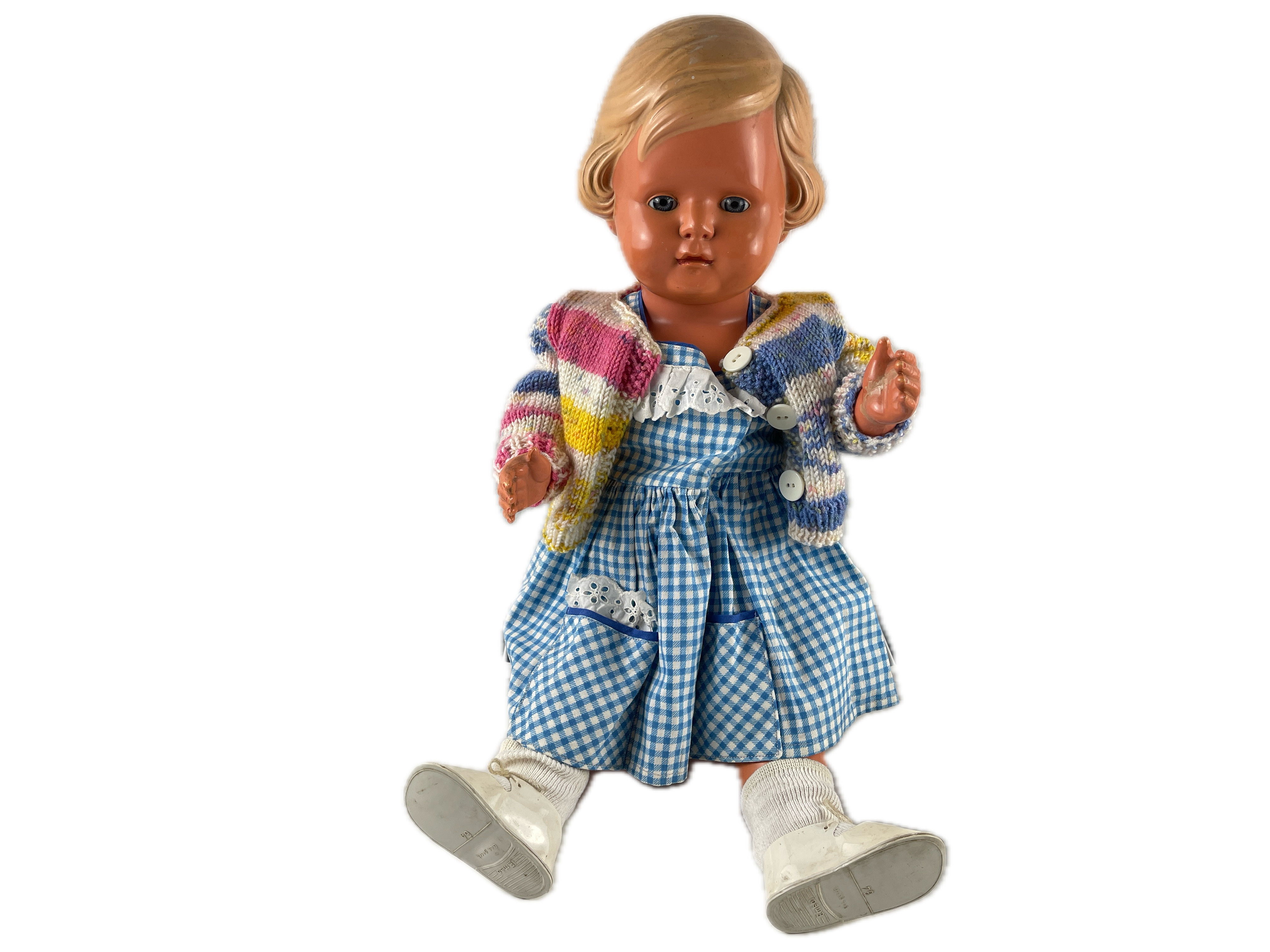 Künstlerpuppe Zelluloid Puppe 56 cm. Zustand siehe Fotos.  