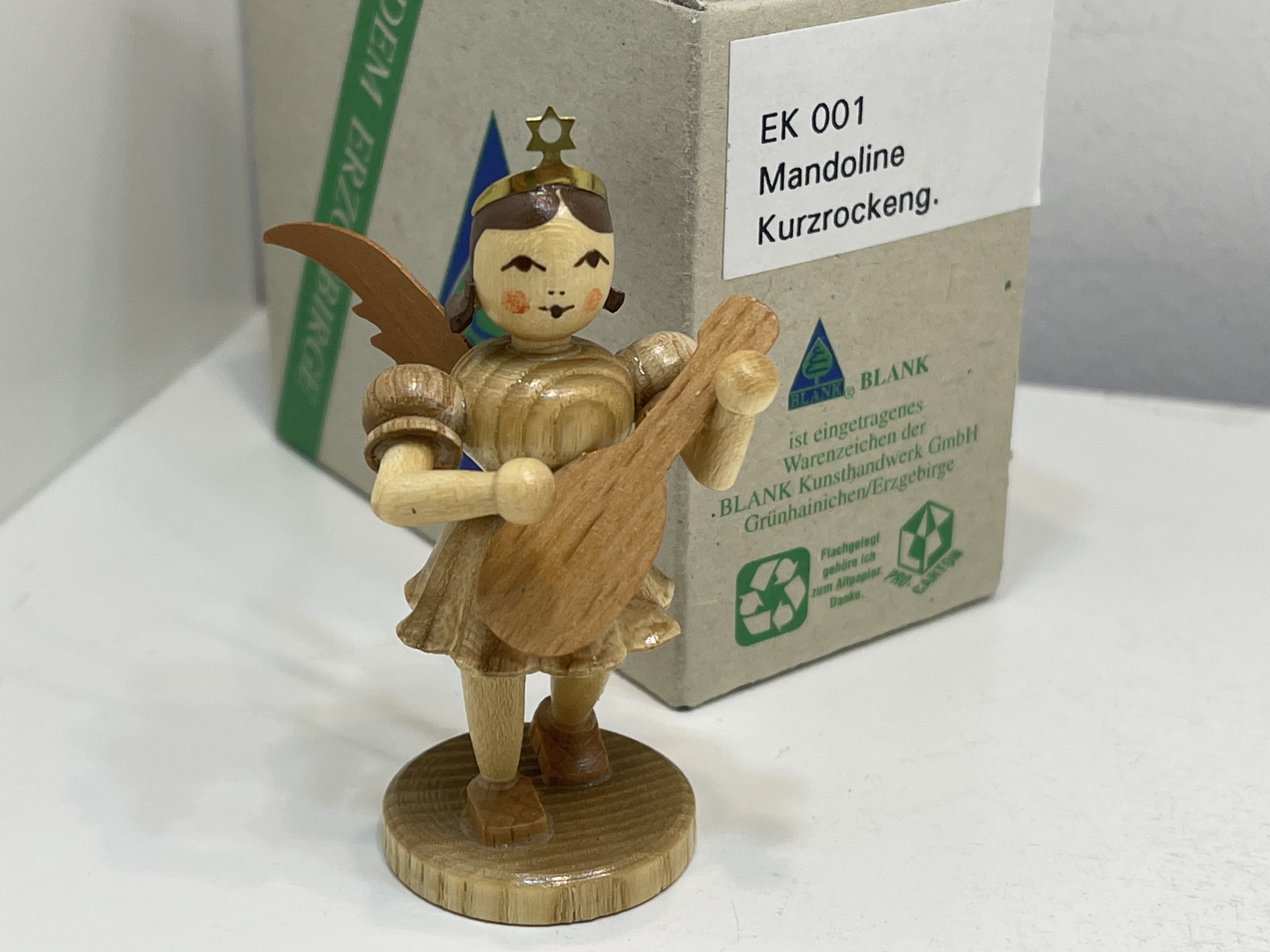 Erzgebirge Blank Figur Engel 6,8 cm. + OVP Top Zustand     