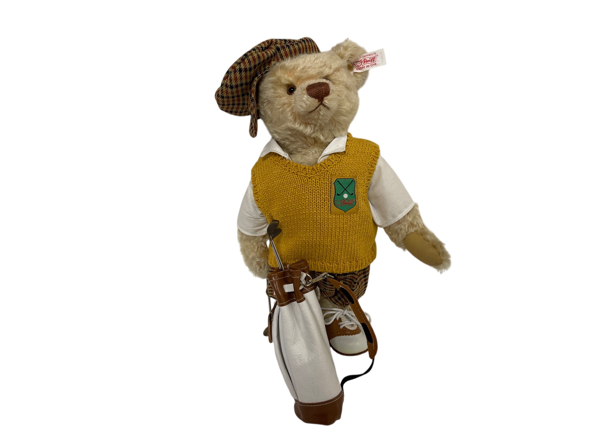 Steiff 670671 Golfspieler Teddybär blond 32 cm cm. Top Zustand   