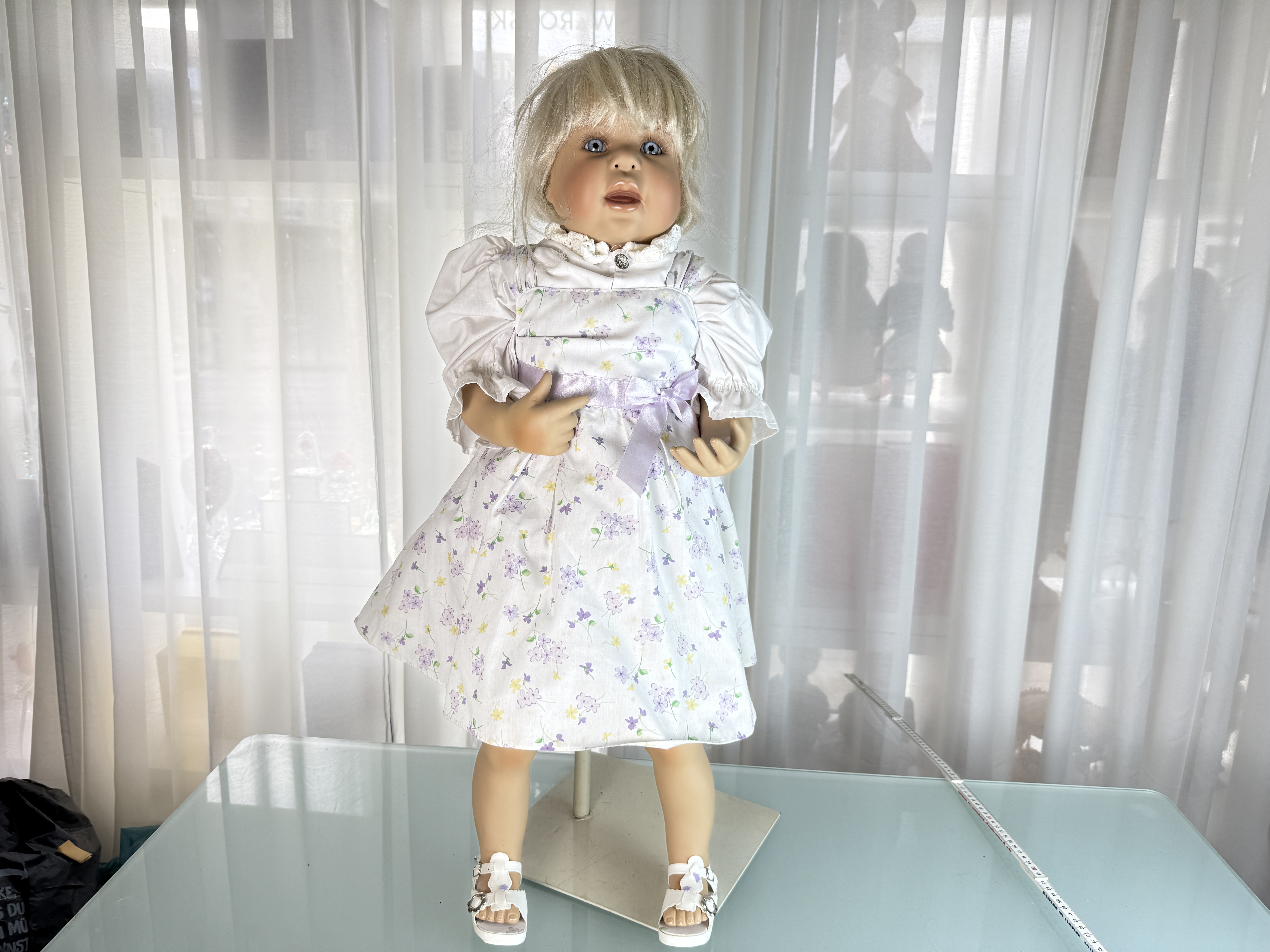 Künstlerpuppe Inge Tenbusch Porzellan Puppe 80 cm. Top Zustand. 